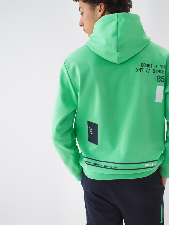Yeşil Pamuk Dokulu Regular Fit Sweatshirt - 5