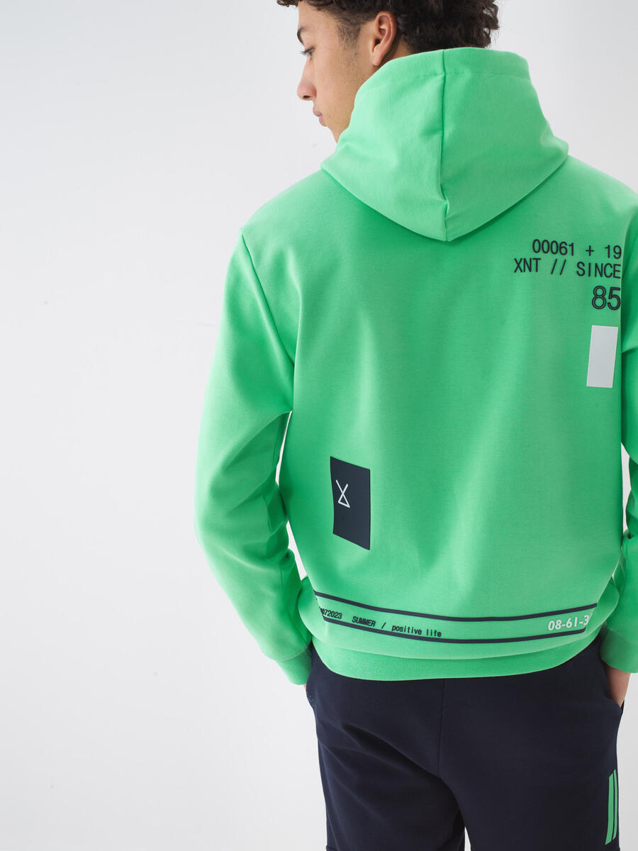 Yeşil Pamuk Dokulu Regular Fit Sweatshirt - 5