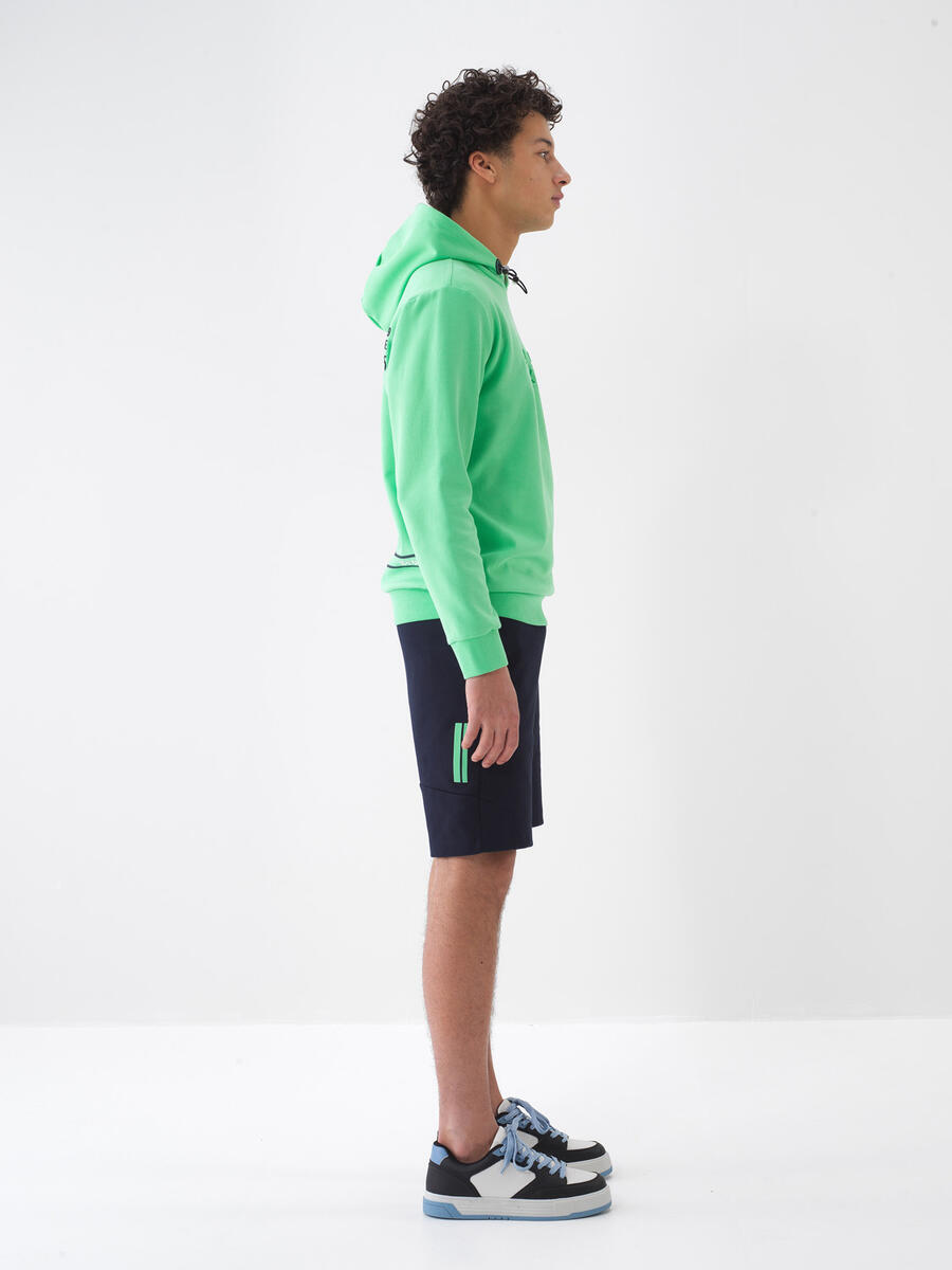 Yeşil Pamuk Dokulu Regular Fit Sweatshirt - 3