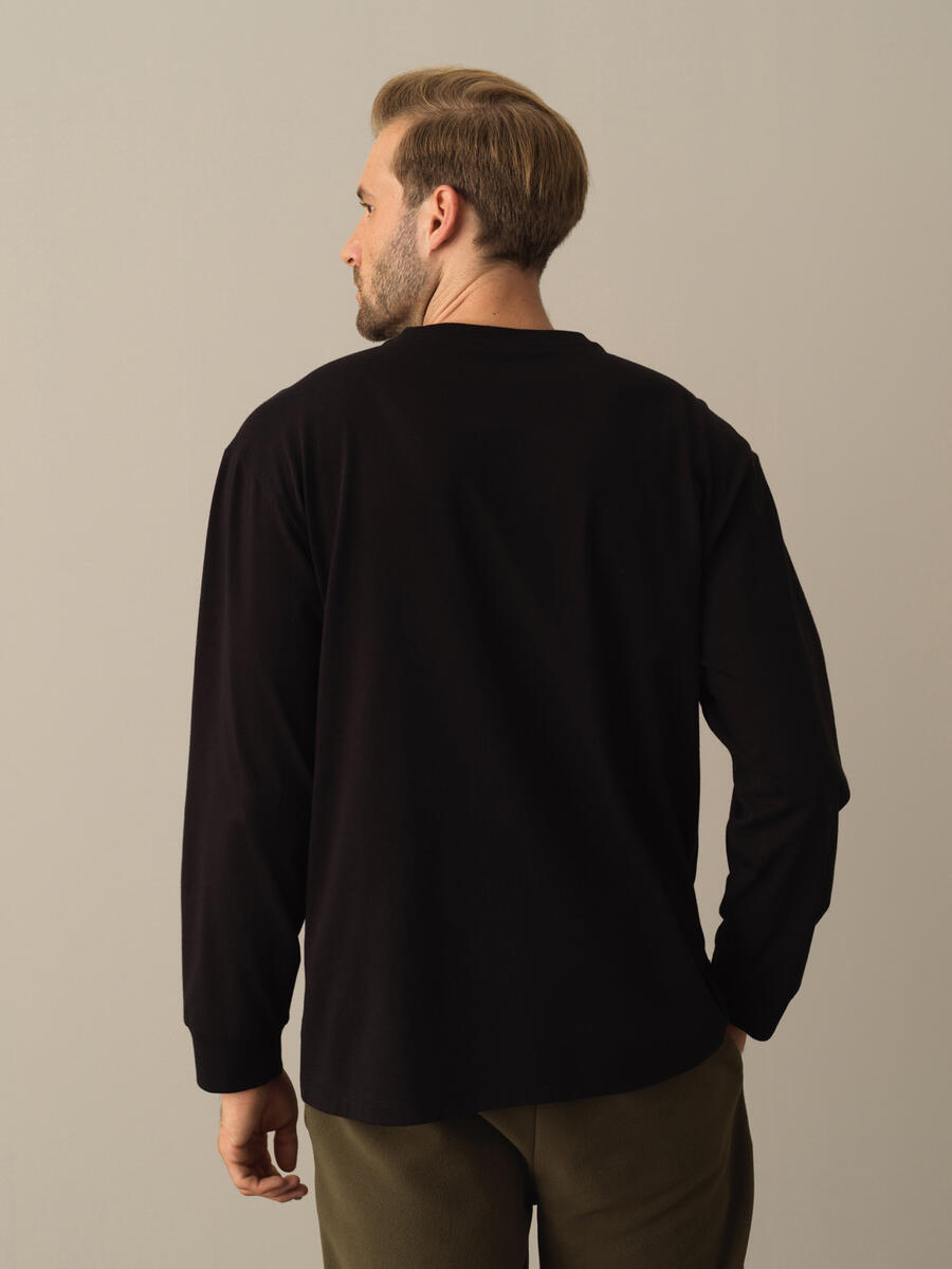 Siyah Pamuk Dokulu Regular Fit Baskılı - 4