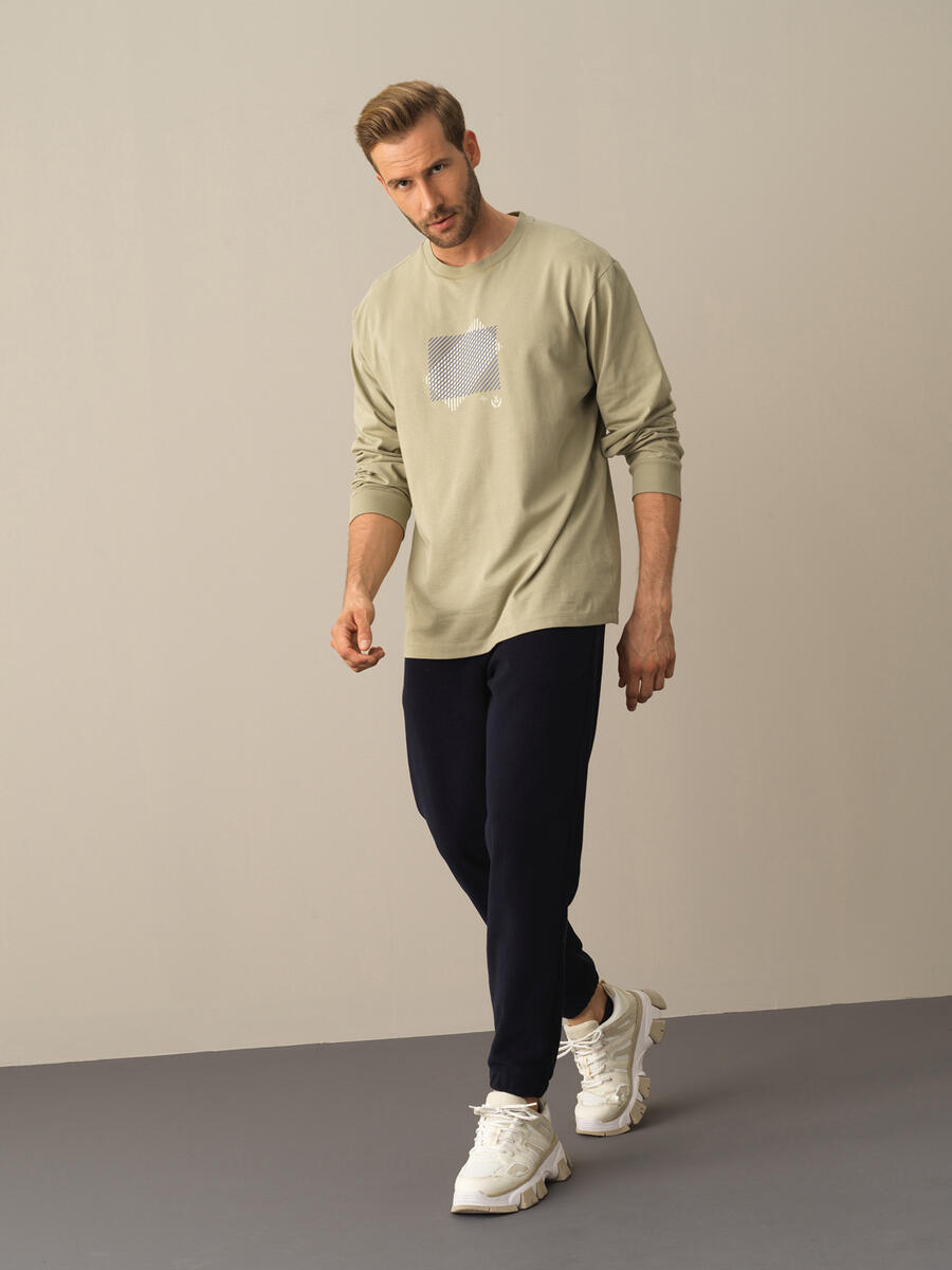 Yeşil Pamuk Dokulu Regular Fit Baskılı - 2