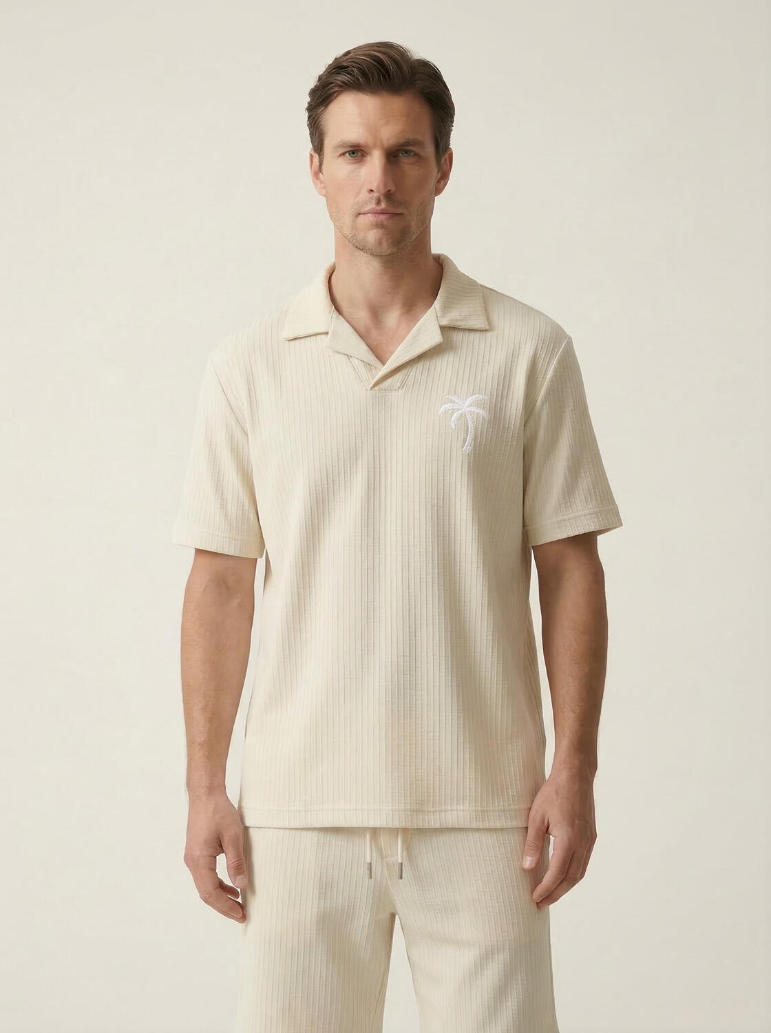 Bej Doğal Dökümlü Regular Fit Tişört - 1