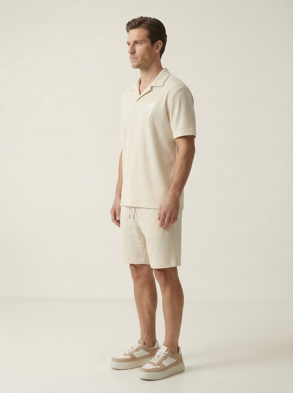 Bej Doğal Dökümlü Regular Fit Tişört - 3