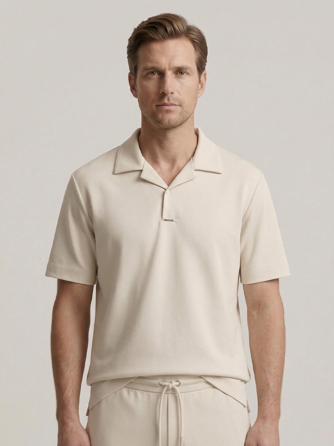 Bej Doğal Dökümlü Regular Fit Tişört - 1