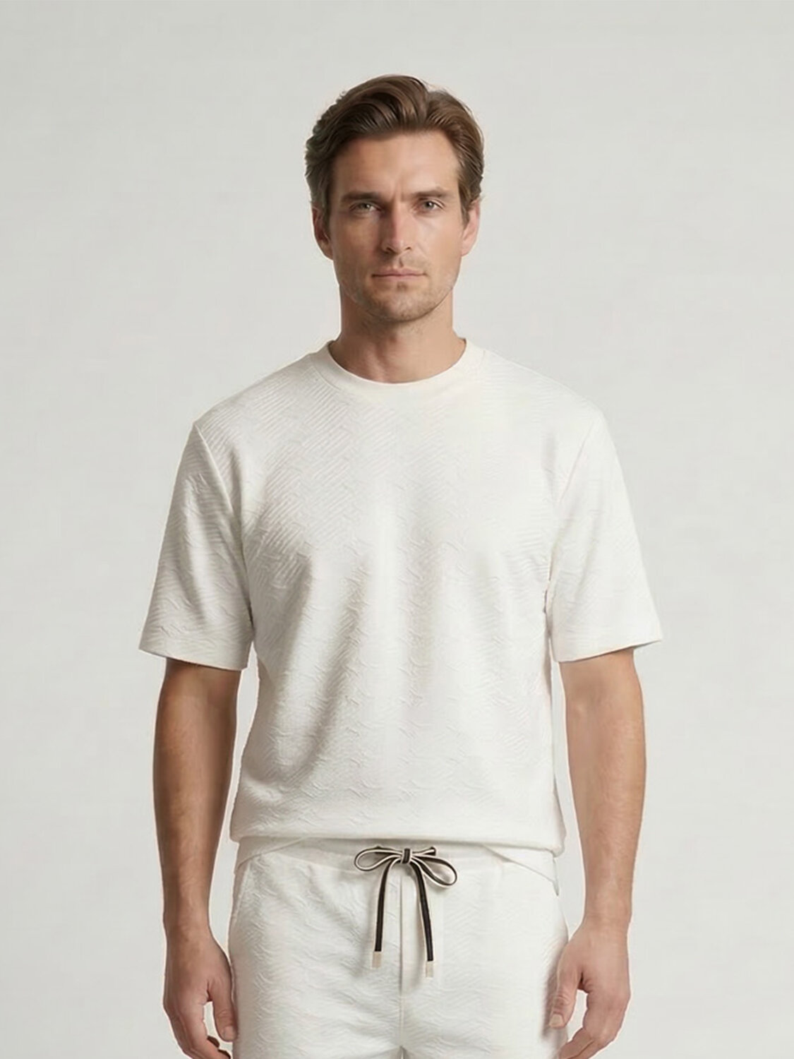 Beyaz Doğal Dökümlü Regular Fit Tişört