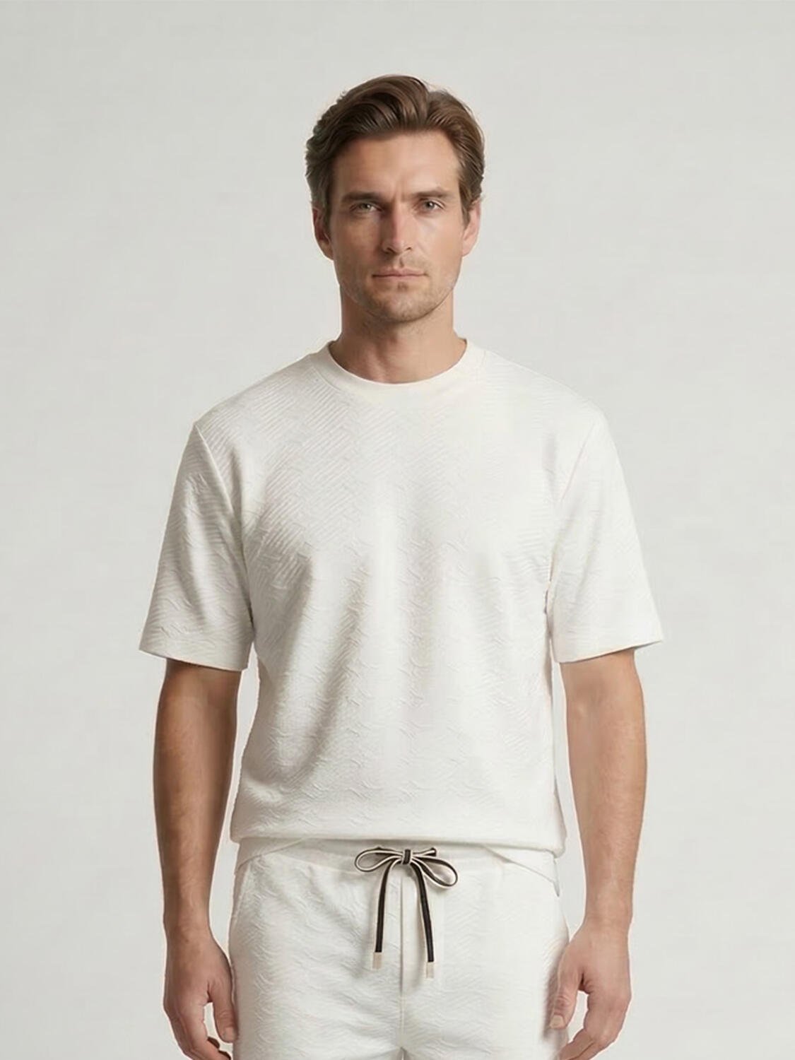 Beyaz Doğal Dökümlü Regular Fit Tişört - 1