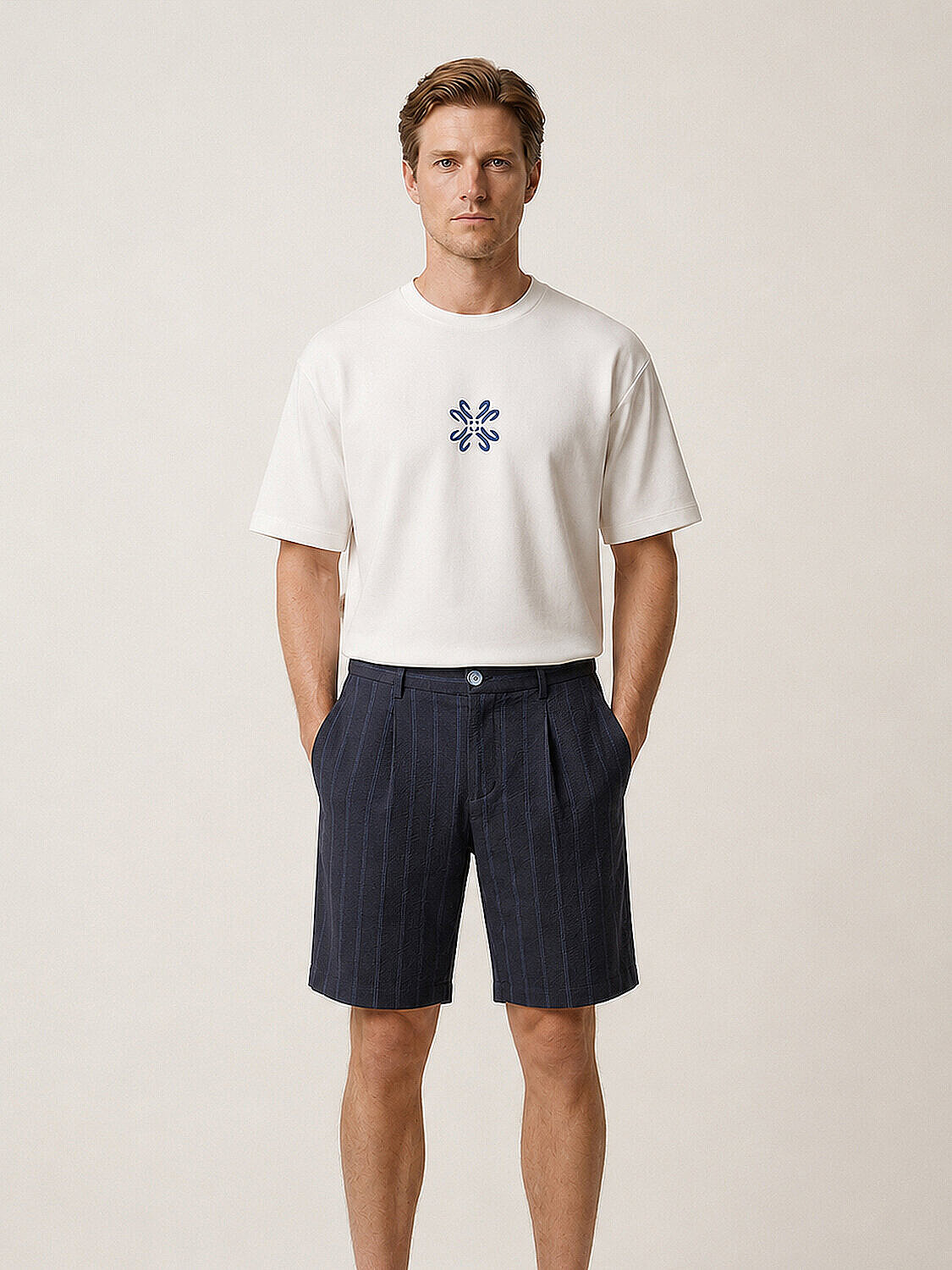 Beyaz Pamuk Dokulu Oversize Tişört - 1