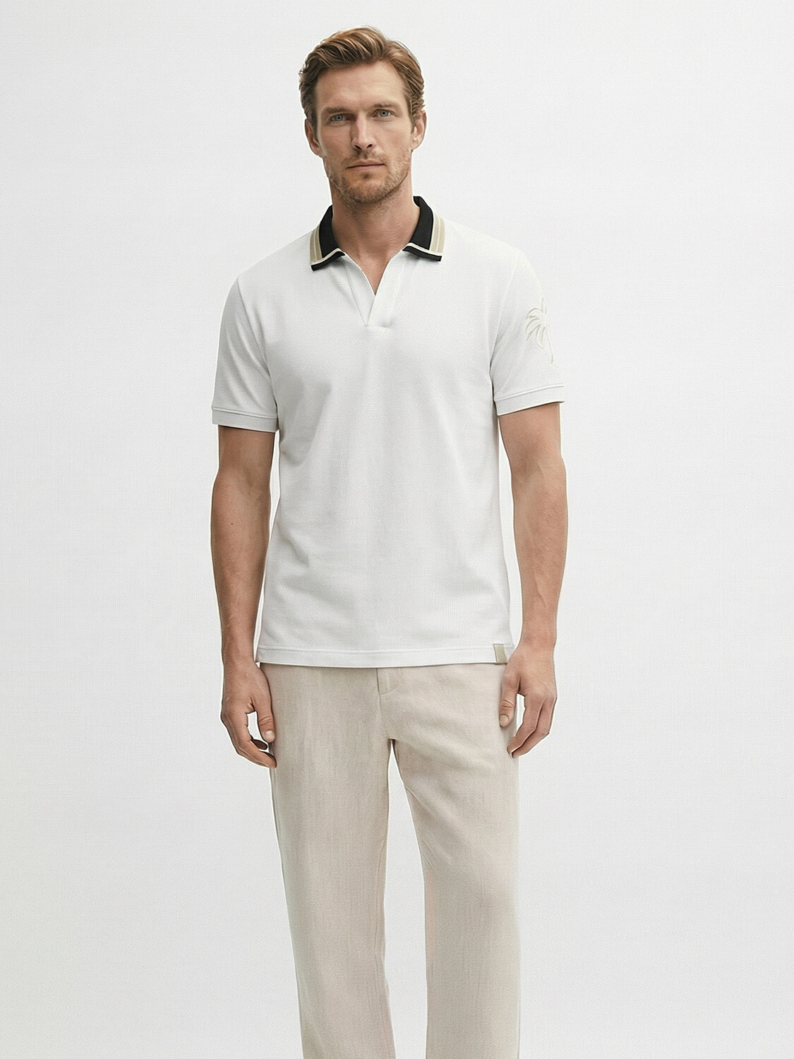 Beyaz Pamuk Dokulu Regular Fit Tişört