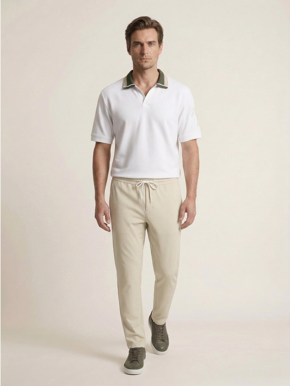 Beyaz Pamuk Dokulu Regular Fit Tişört - 2