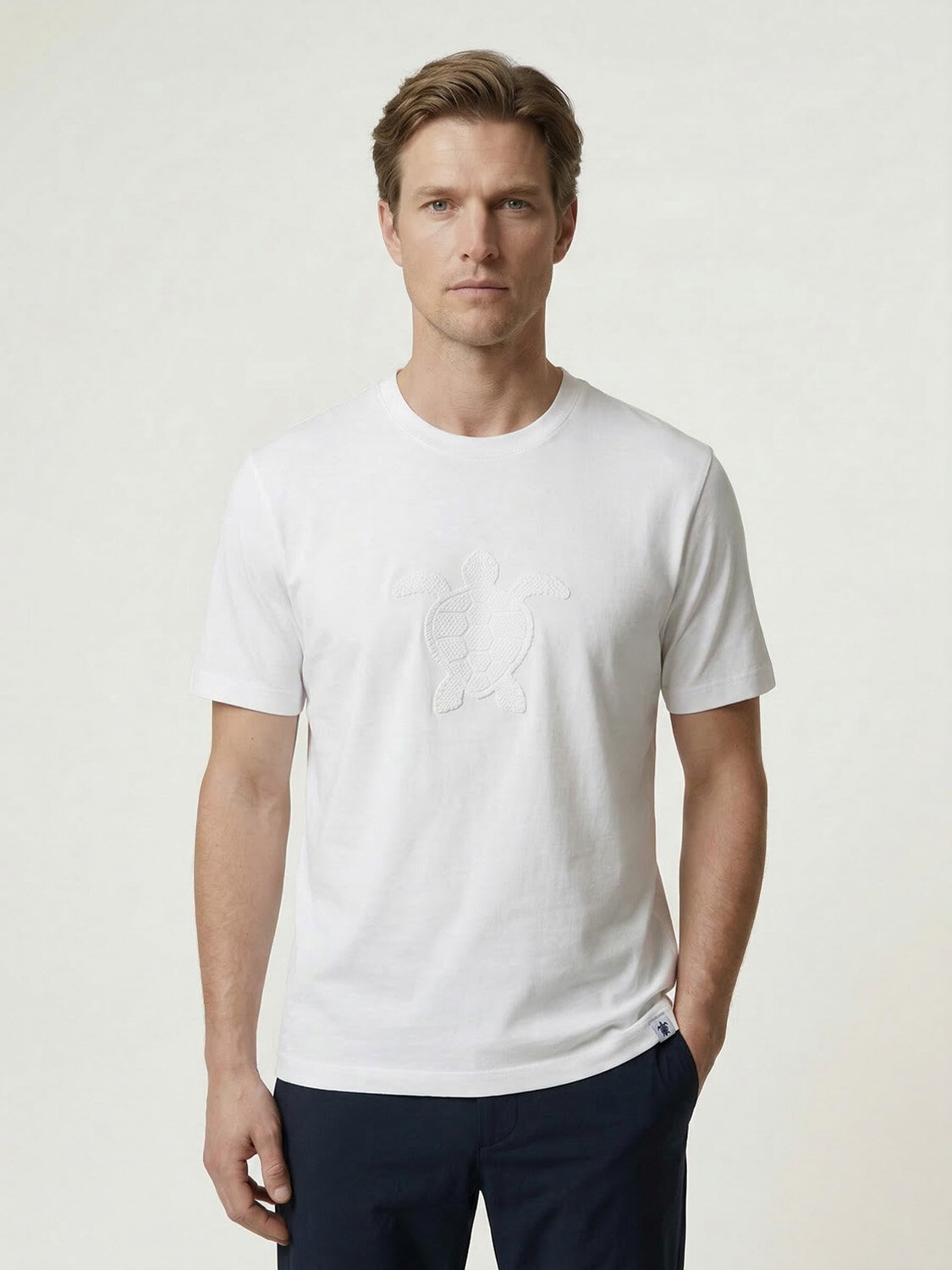 Beyaz Pamuk Dokulu Regular Fit Tişört - 1