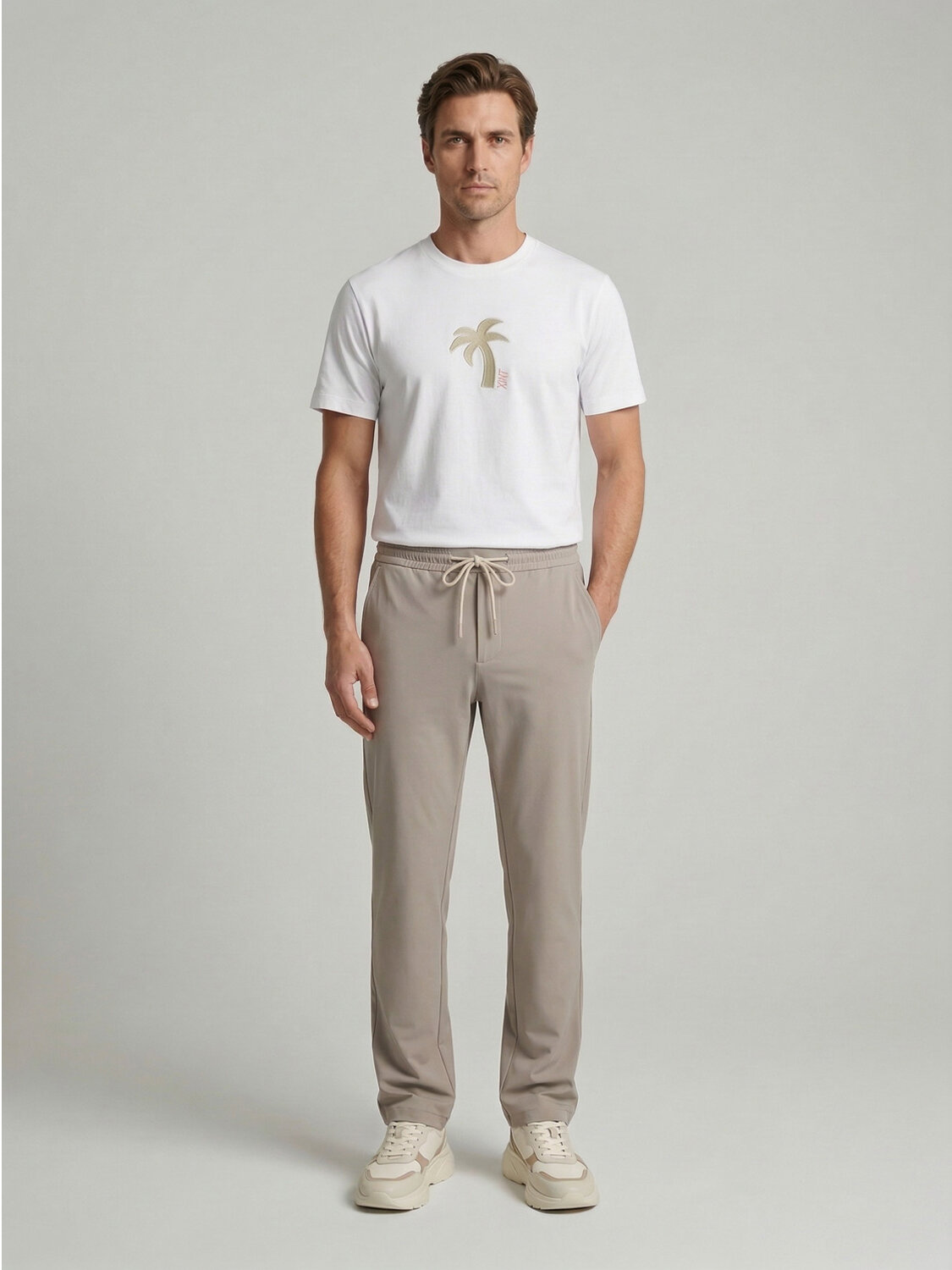 Beyaz Pamuk Dokulu Regular Fit Tişört (1)