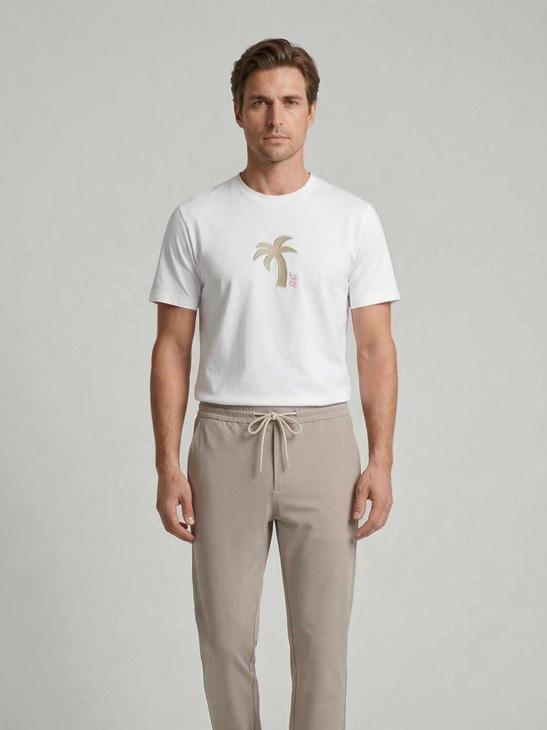 Beyaz Pamuk Dokulu Regular Fit Tişört