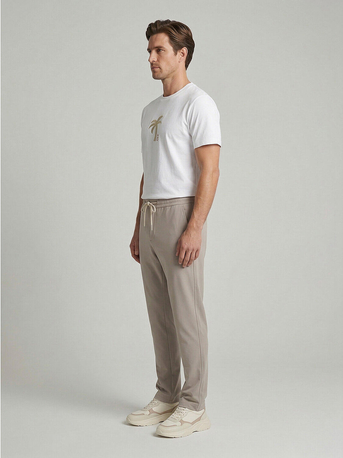 Beyaz Pamuk Dokulu Regular Fit Tişört (3)