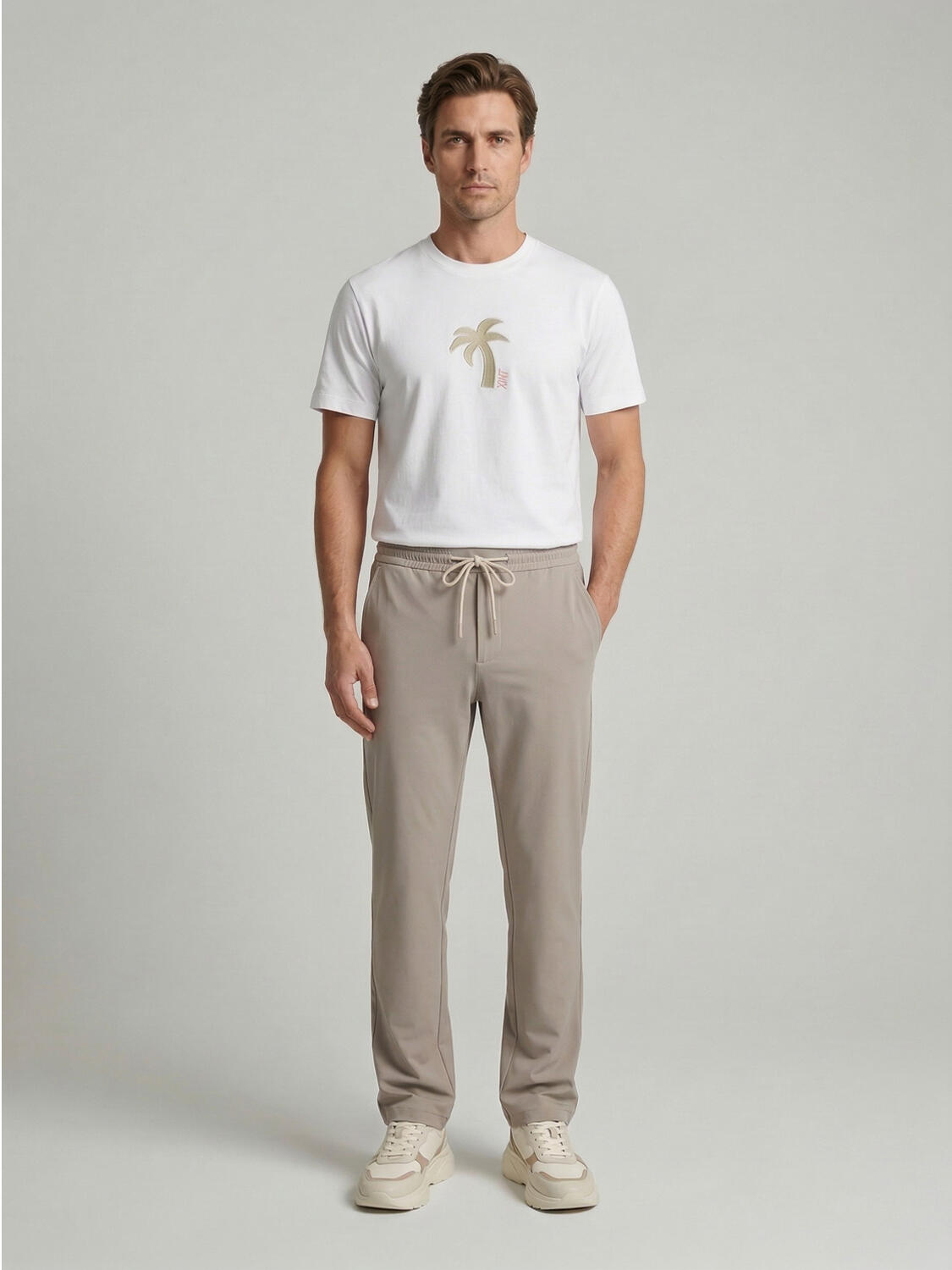 Beyaz Pamuk Dokulu Regular Fit Tişört - 2