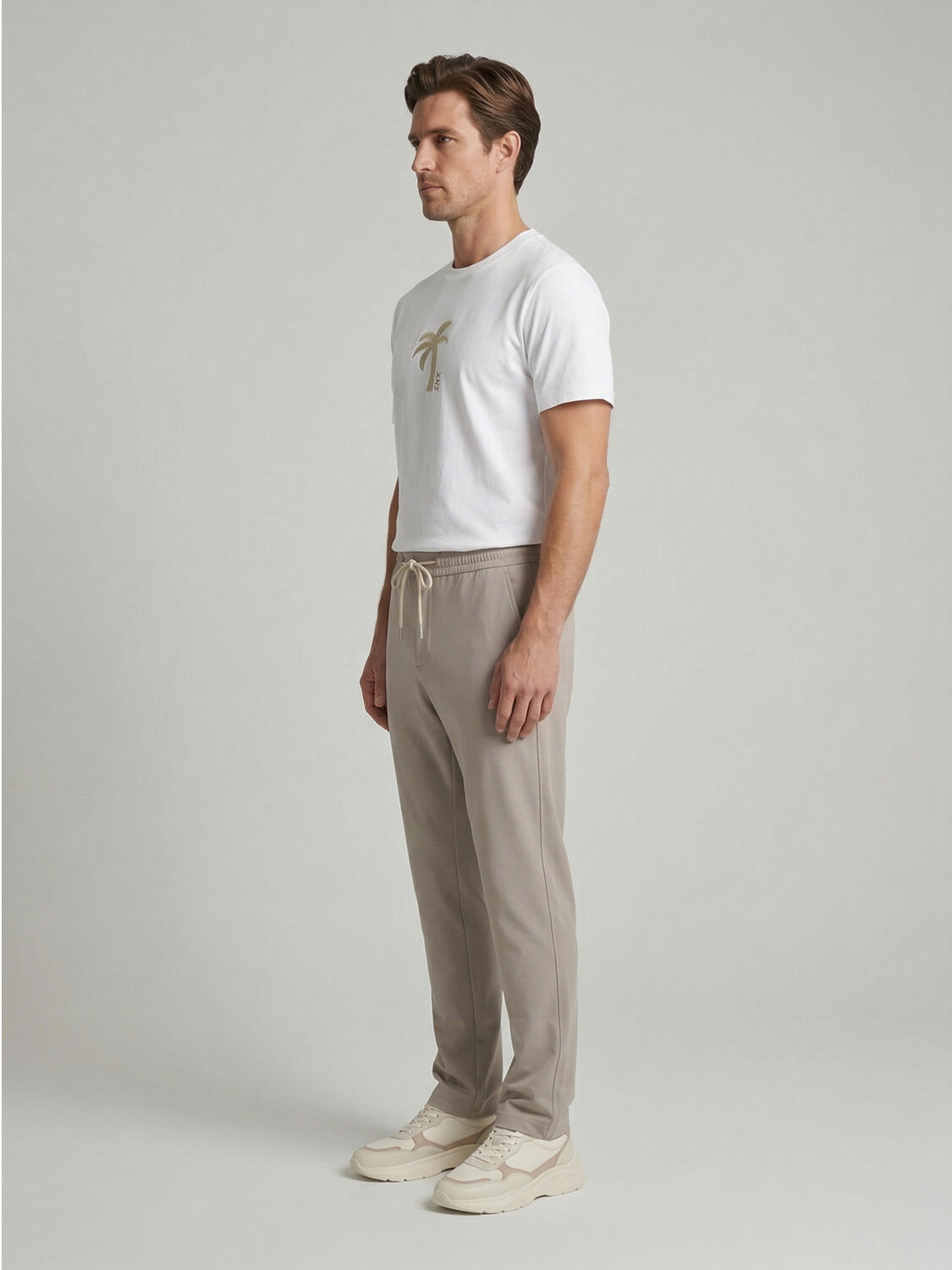 Beyaz Pamuk Dokulu Regular Fit Tişört - 3