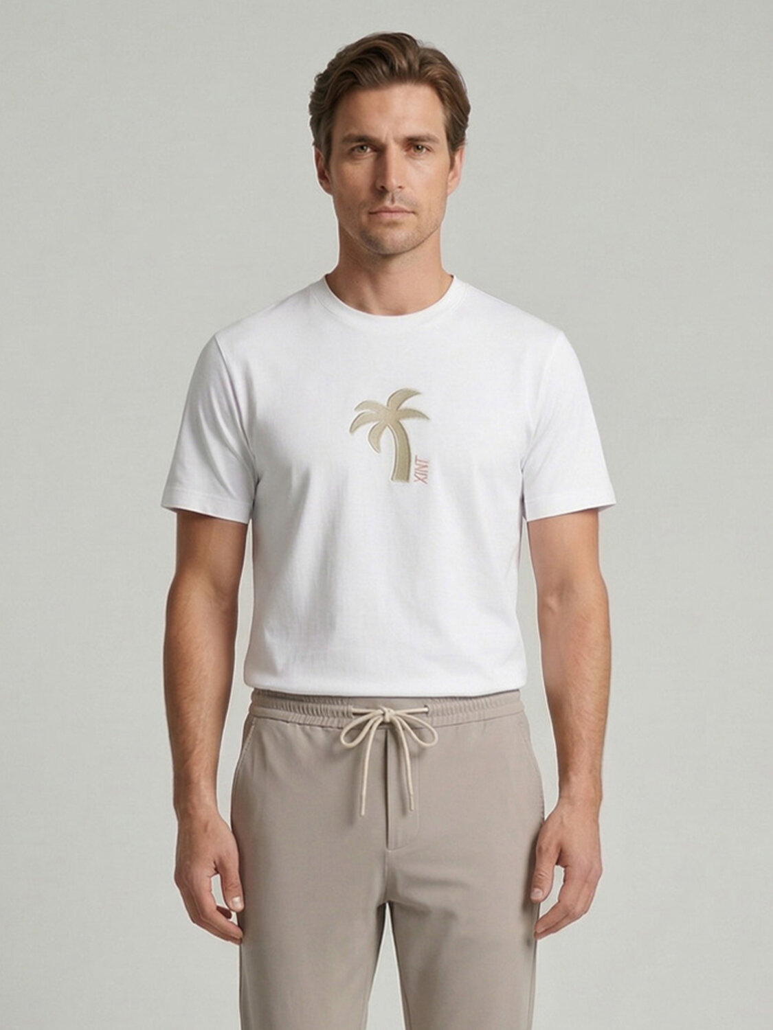 Beyaz Pamuk Dokulu Regular Fit Tişört