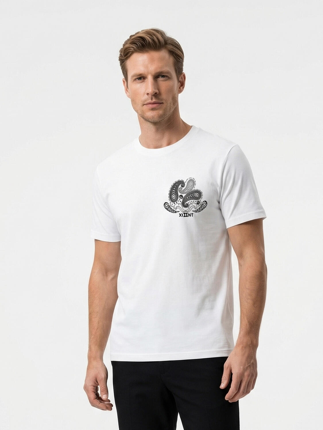 Beyaz Pamuk Dokulu Regular Fit Tişört - 1