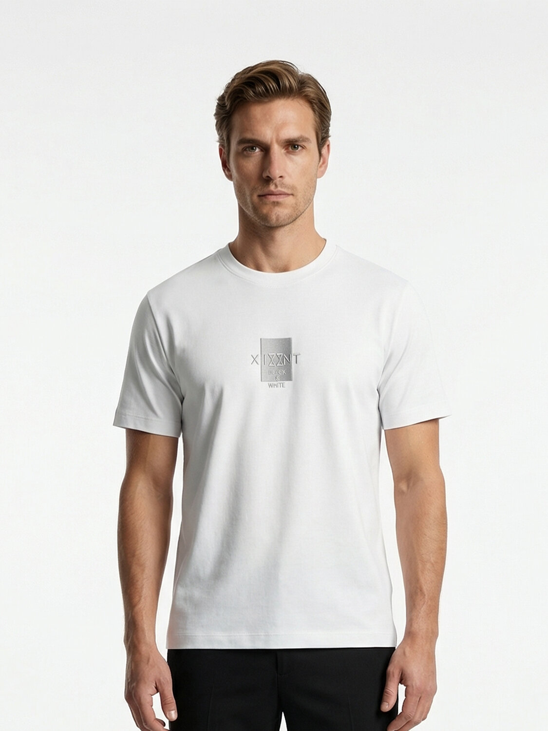 Beyaz Pamuk Dokulu Regular Fit Tişört - 1