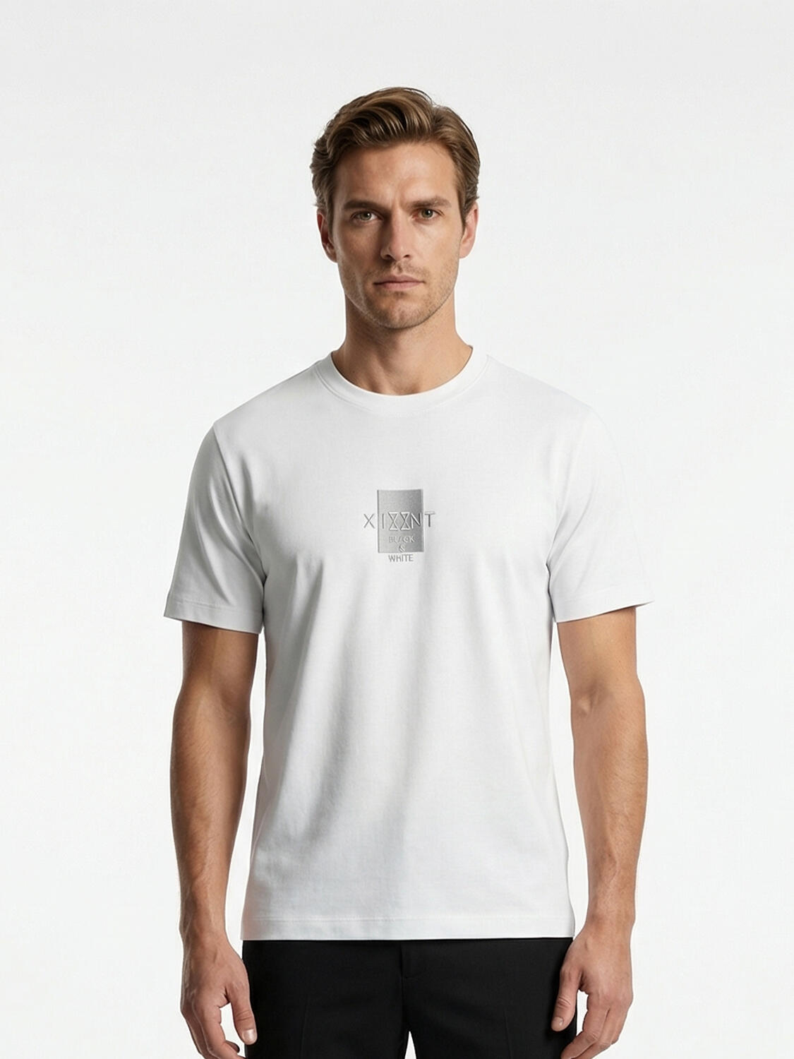 Beyaz Pamuk Dokulu Regular Fit Tişört - 1