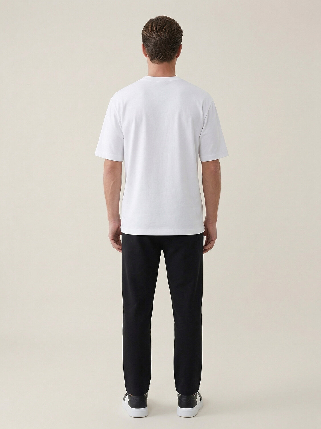 Beyaz Pamuk Dokulu Regular Fit Tişört - 4