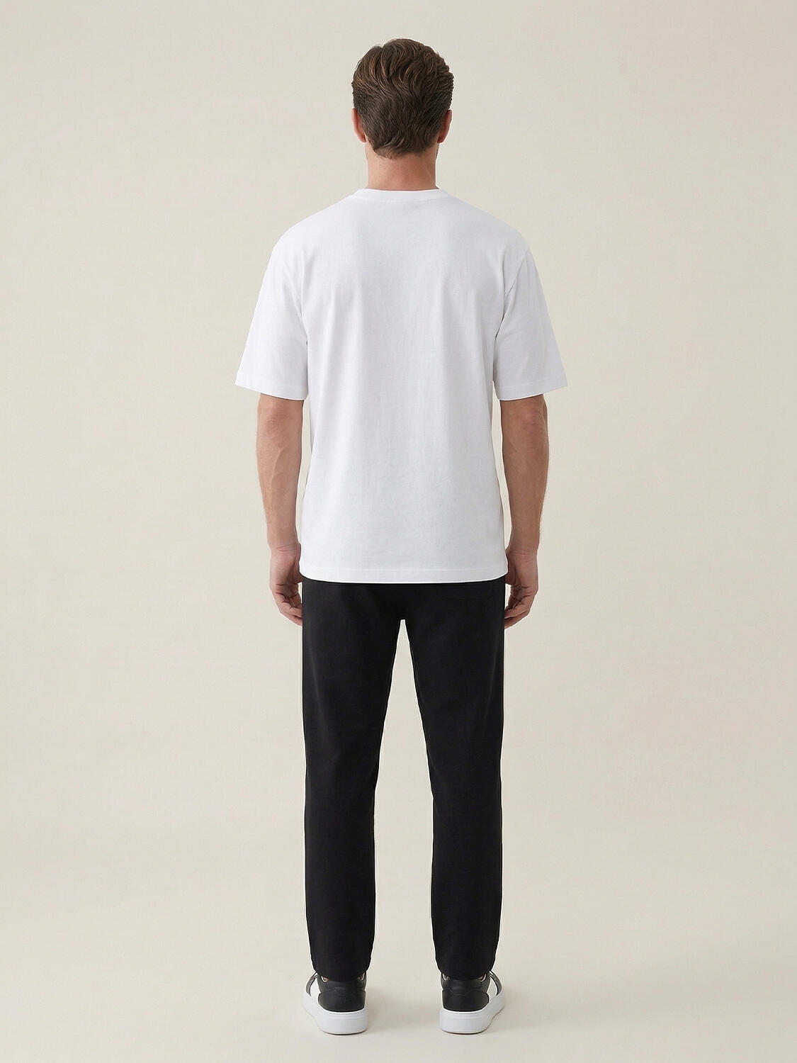 Beyaz Pamuk Dokulu Regular Fit Tişört - 4