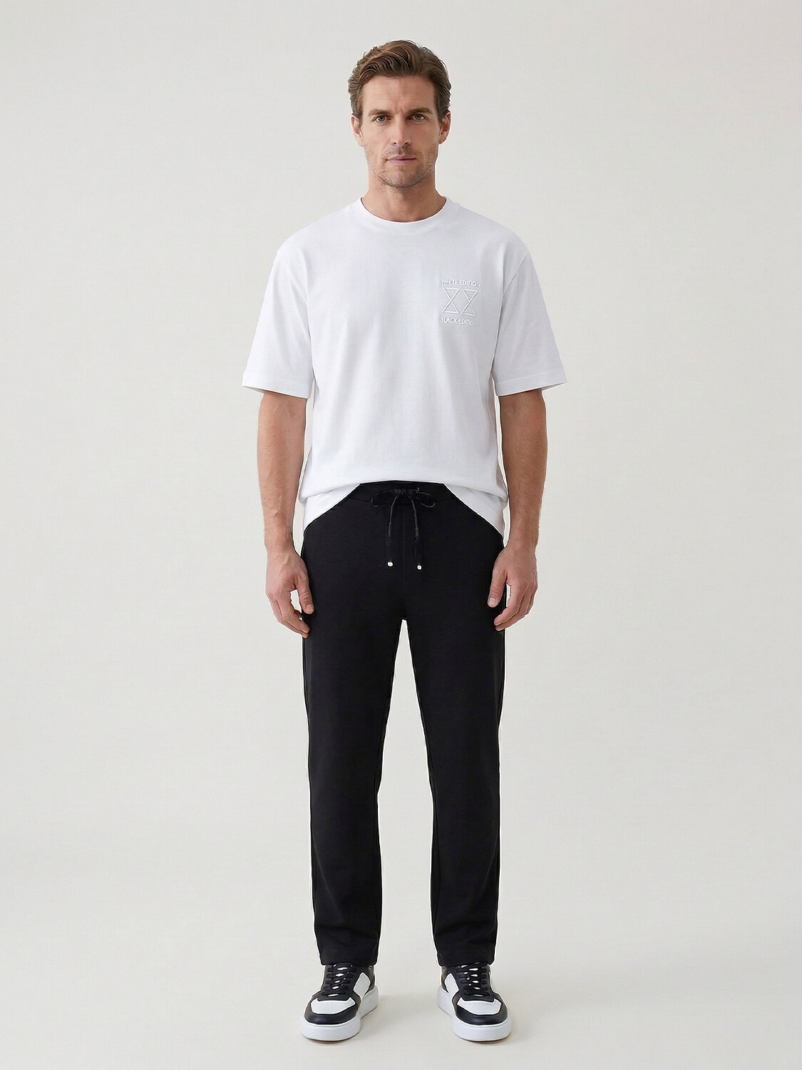 Beyaz Pamuk Dokulu Regular Fit Tişört - 2