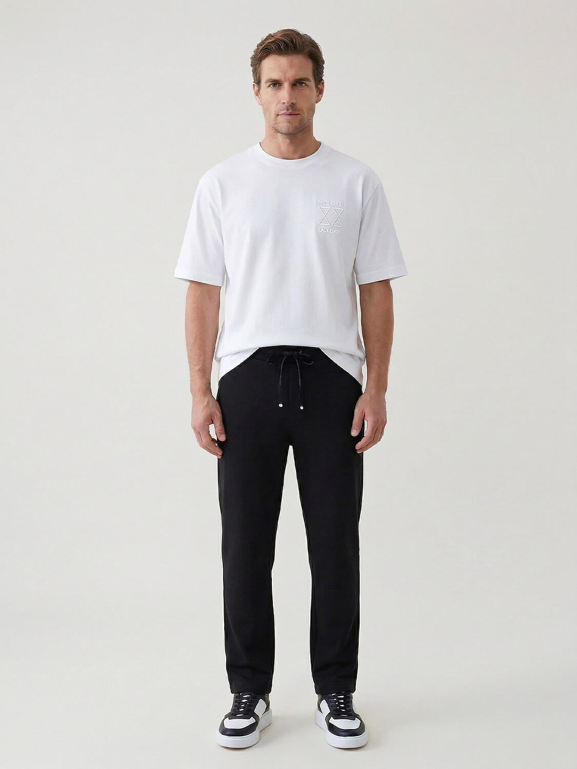 Beyaz Pamuk Dokulu Regular Fit Tişört - 2