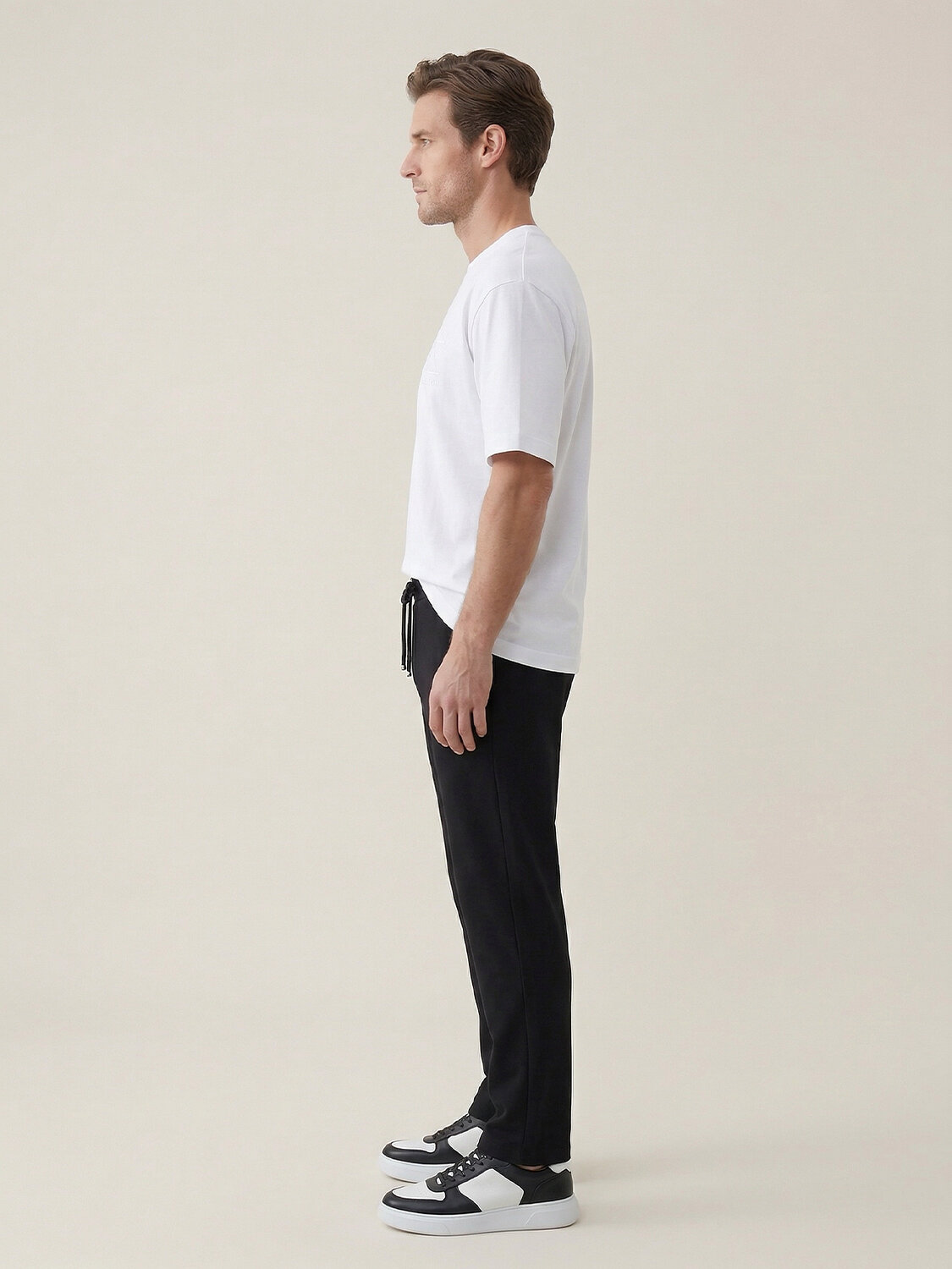 Beyaz Pamuk Dokulu Regular Fit Tişört - 3