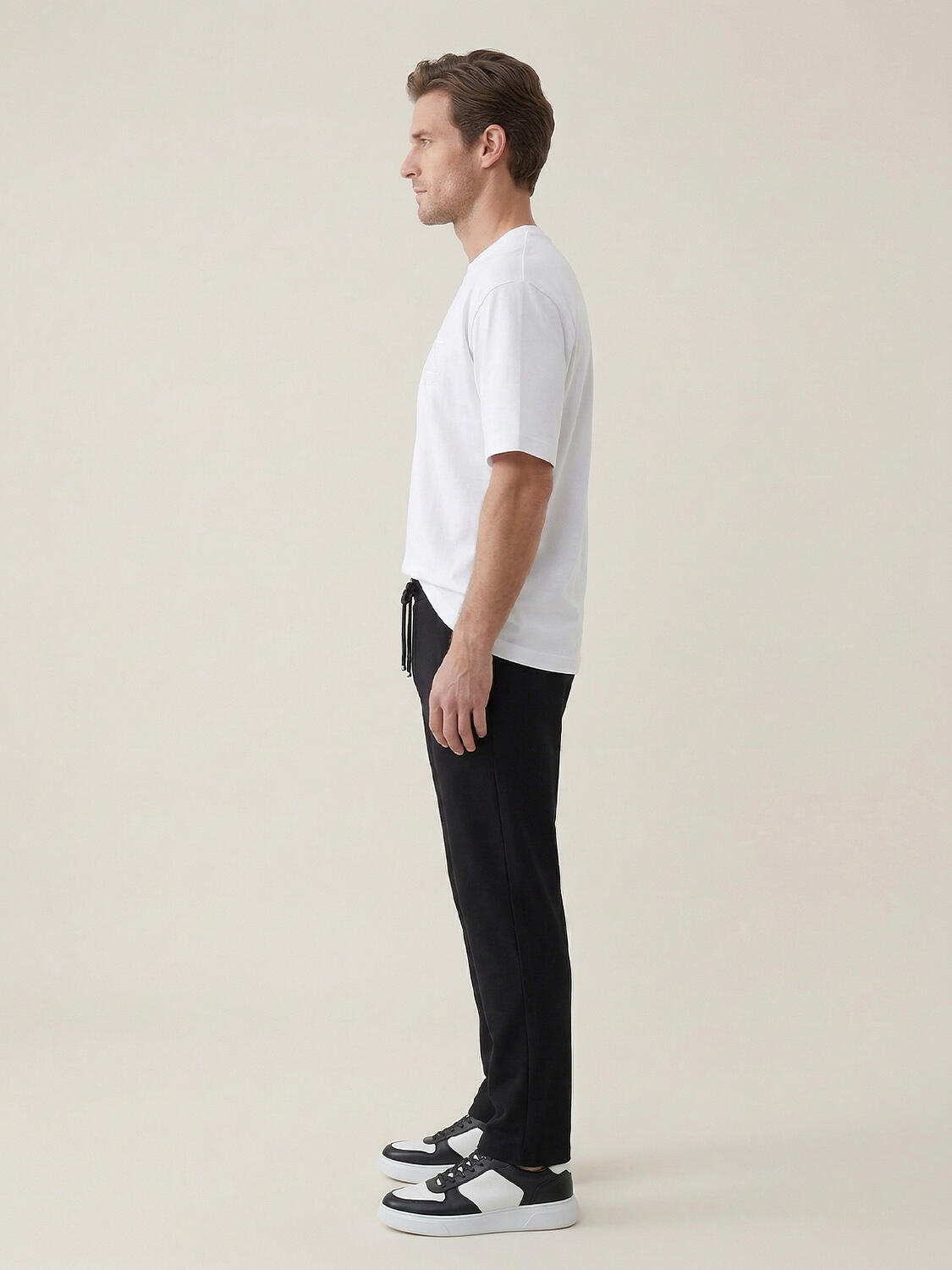 Beyaz Pamuk Dokulu Regular Fit Tişört - 3