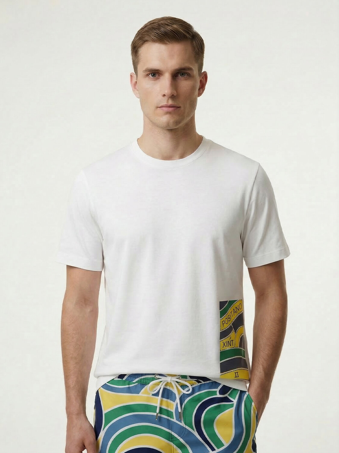 Beyaz Pamuk Dokulu Regular Fit Tişört