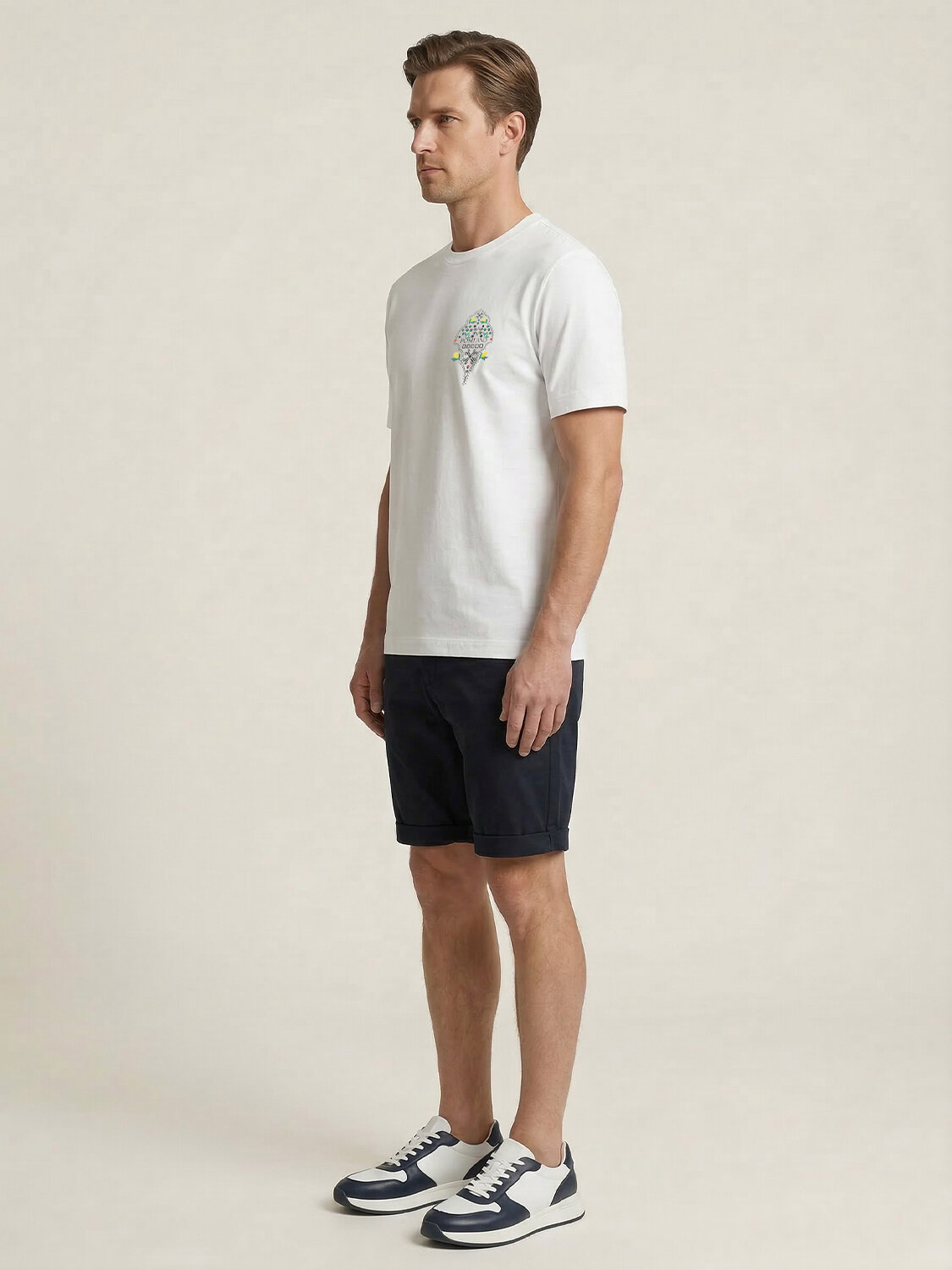 Beyaz Pamuk Dokulu Regular Fit Tişört - 3