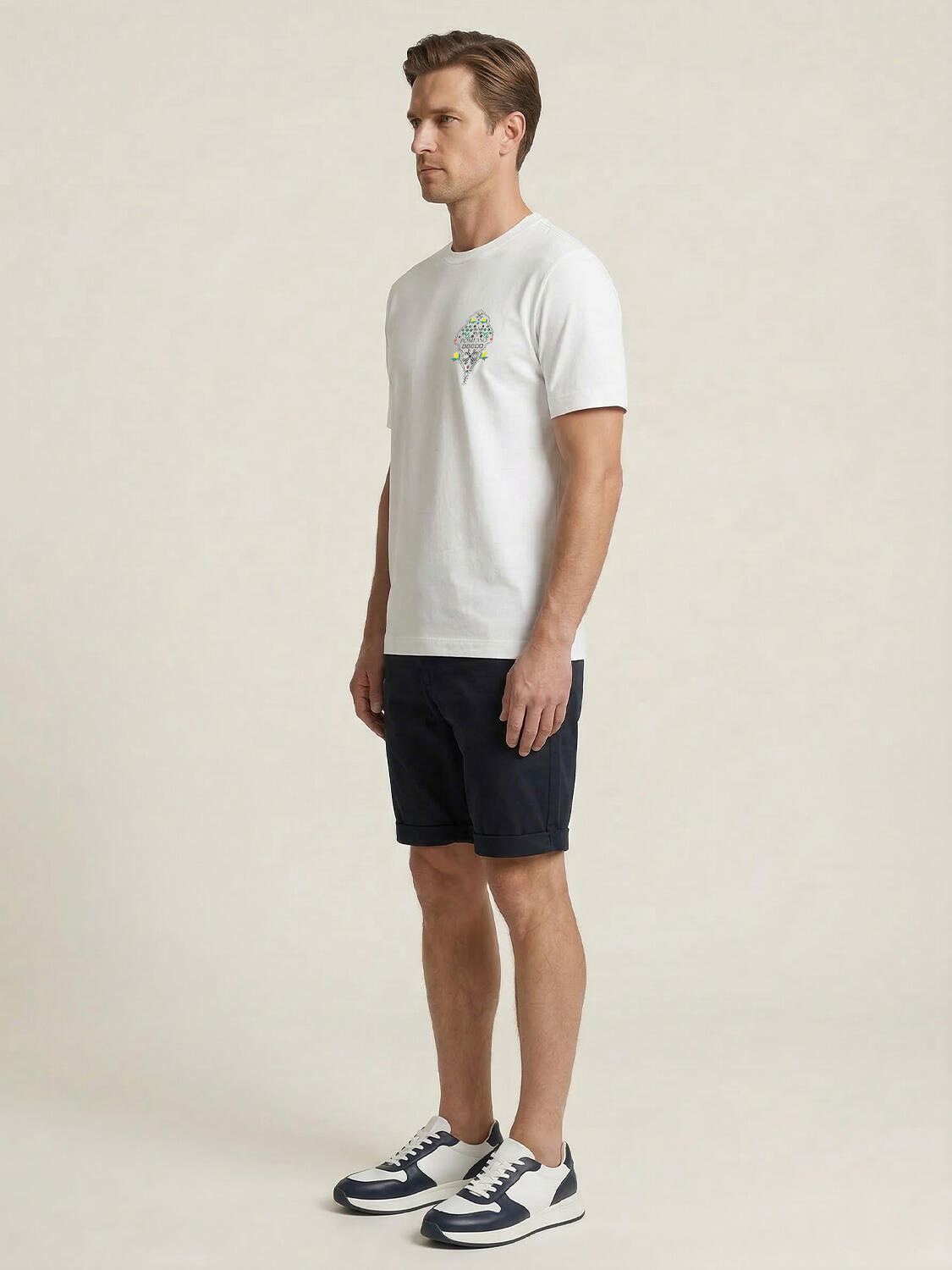 Beyaz Pamuk Dokulu Regular Fit Tişört - 3