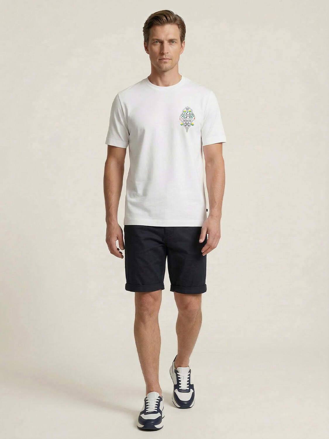 Beyaz Pamuk Dokulu Regular Fit Tişört - 2