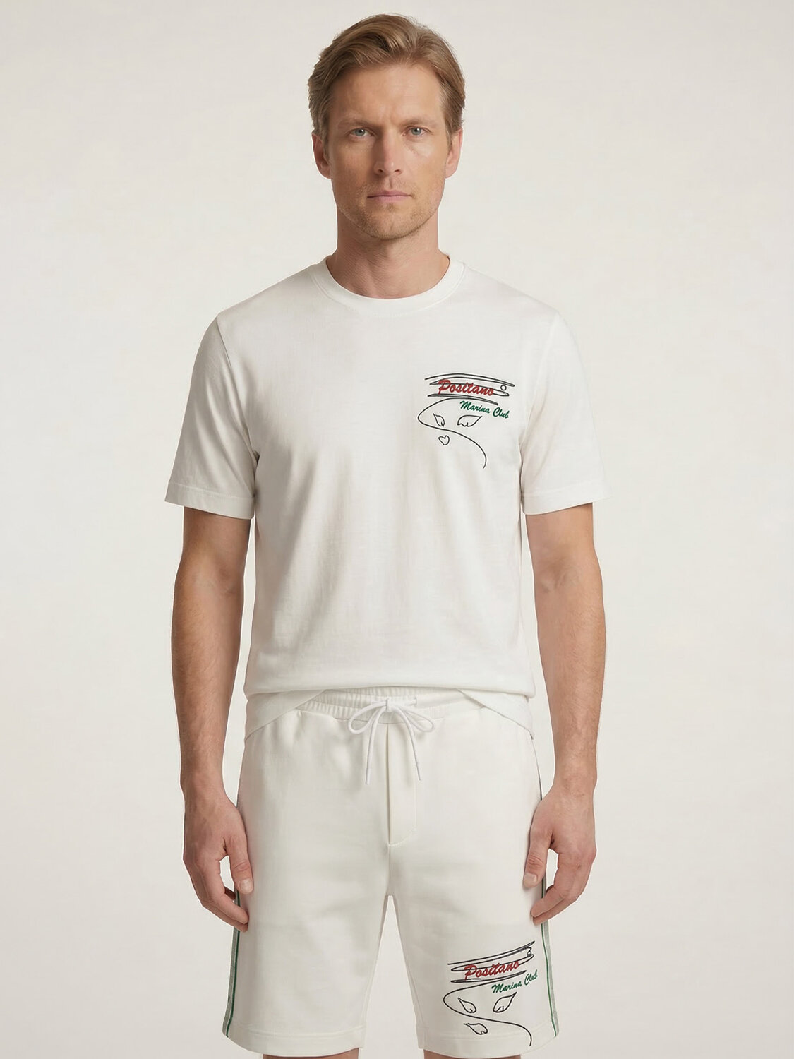 Beyaz Pamuk Dokulu Regular Fit Tişört - 1