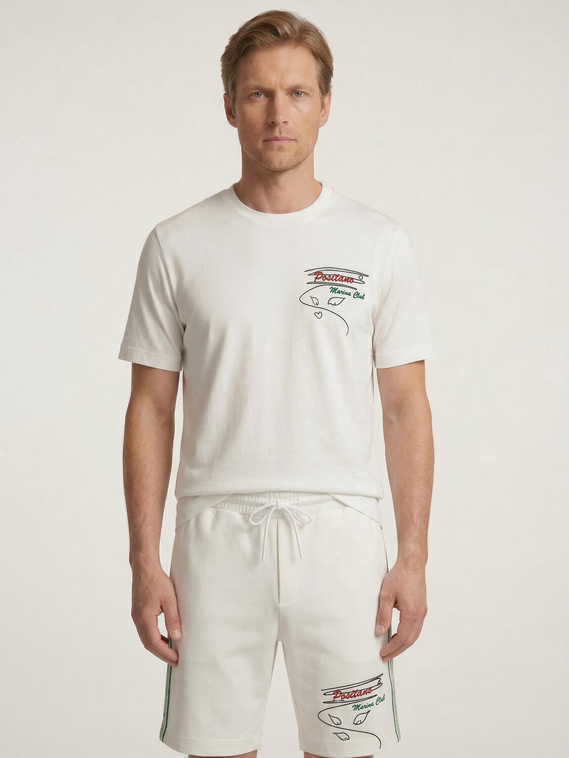 Beyaz Pamuk Dokulu Regular Fit Tişört - 1