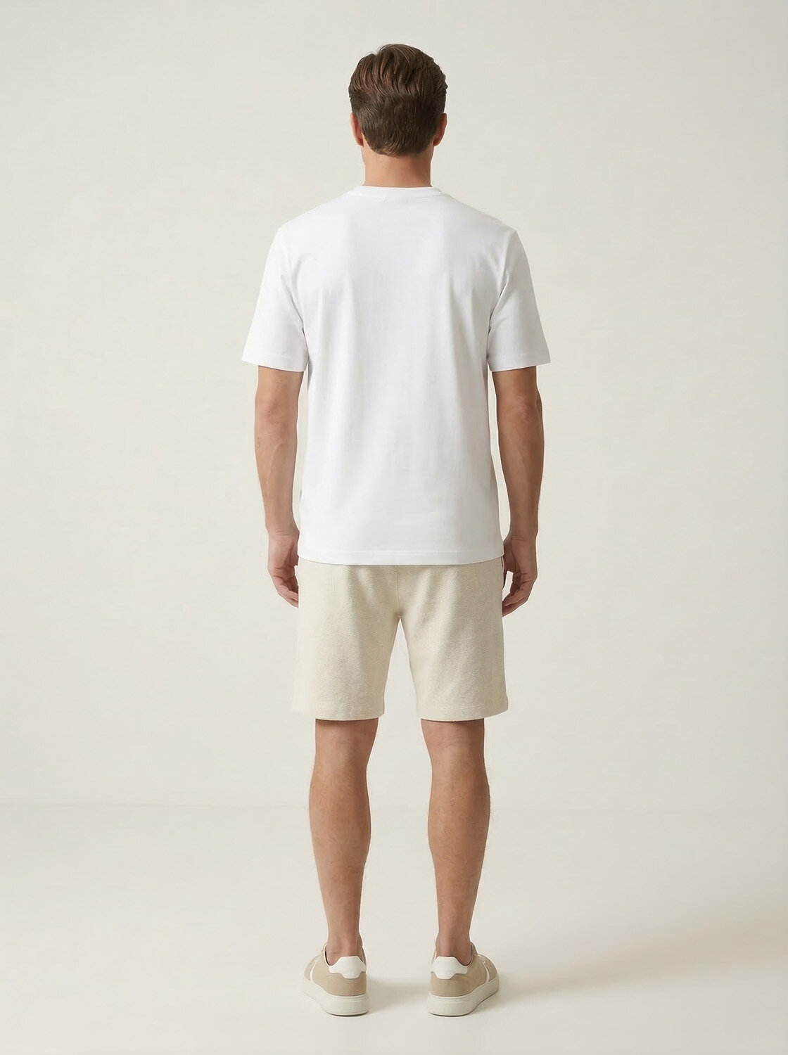 Beyaz Pamuk Dokulu Regular Fit Tişört - 5