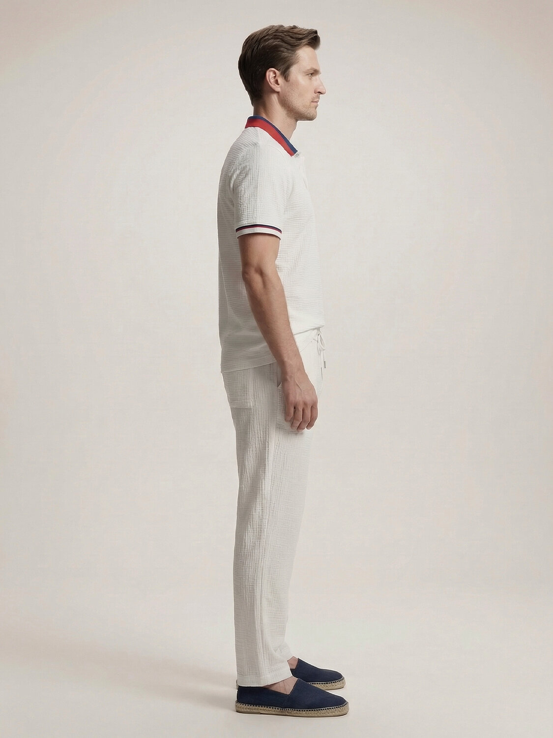 Beyaz Pamuk Dokulu Regular Fit Tişört - 3