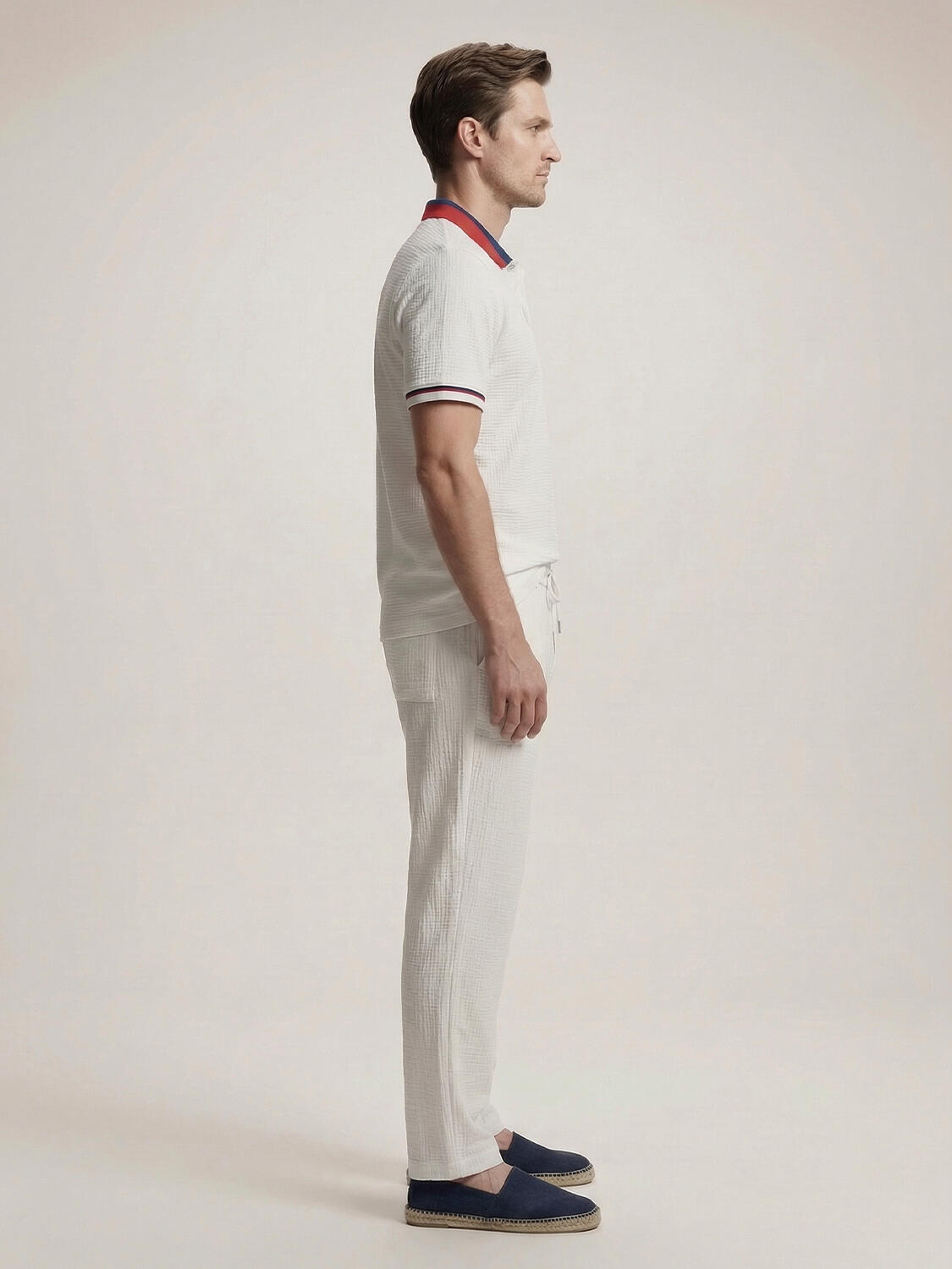 Beyaz Pamuk Dokulu Regular Fit Tişört - 3