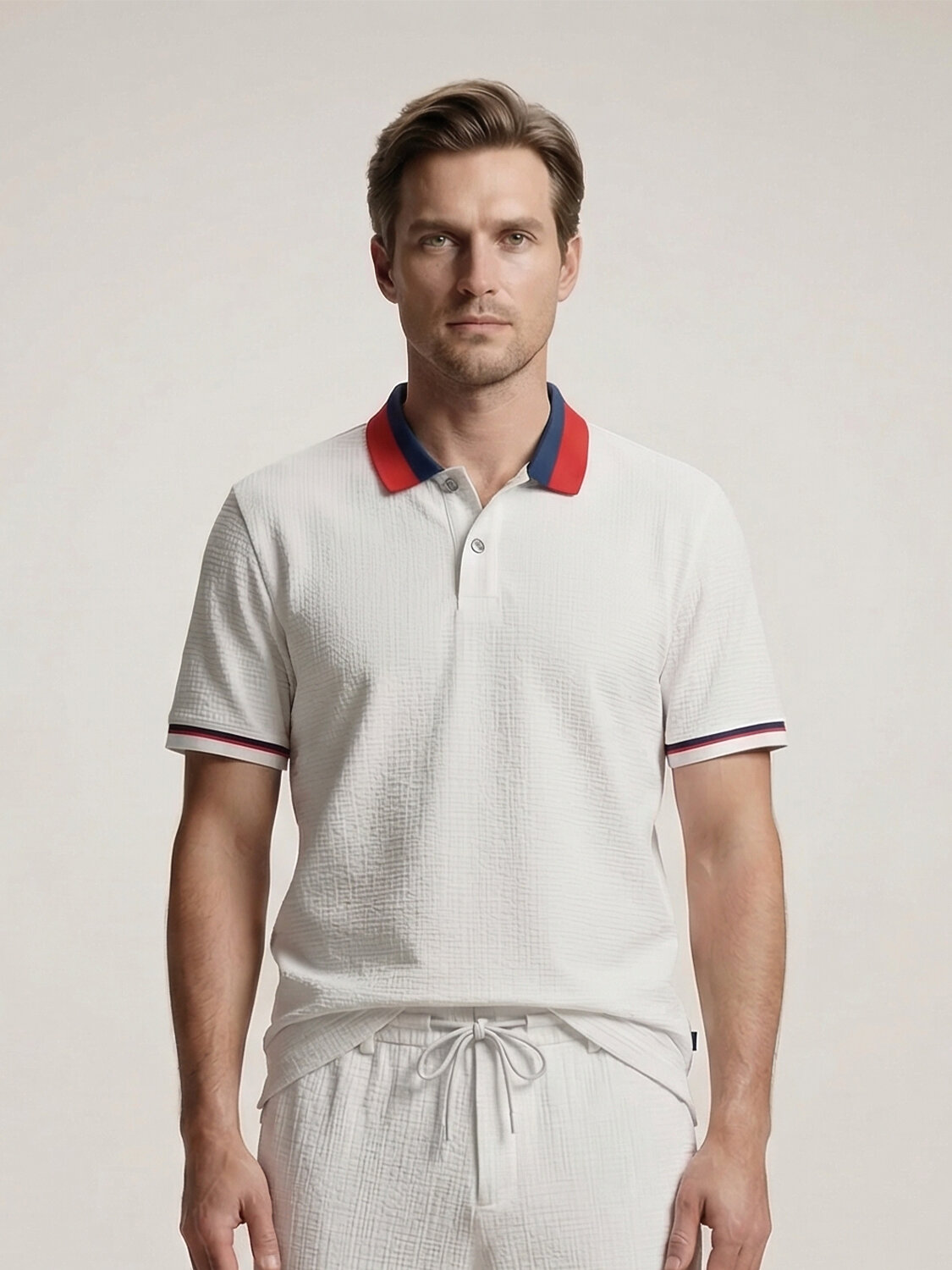 Beyaz Pamuk Dokulu Regular Fit Tişört - 1