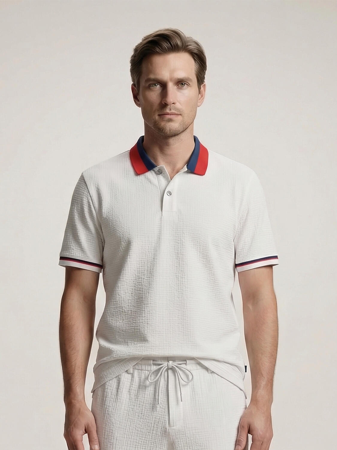 Beyaz Pamuk Dokulu Regular Fit Tişört - 1