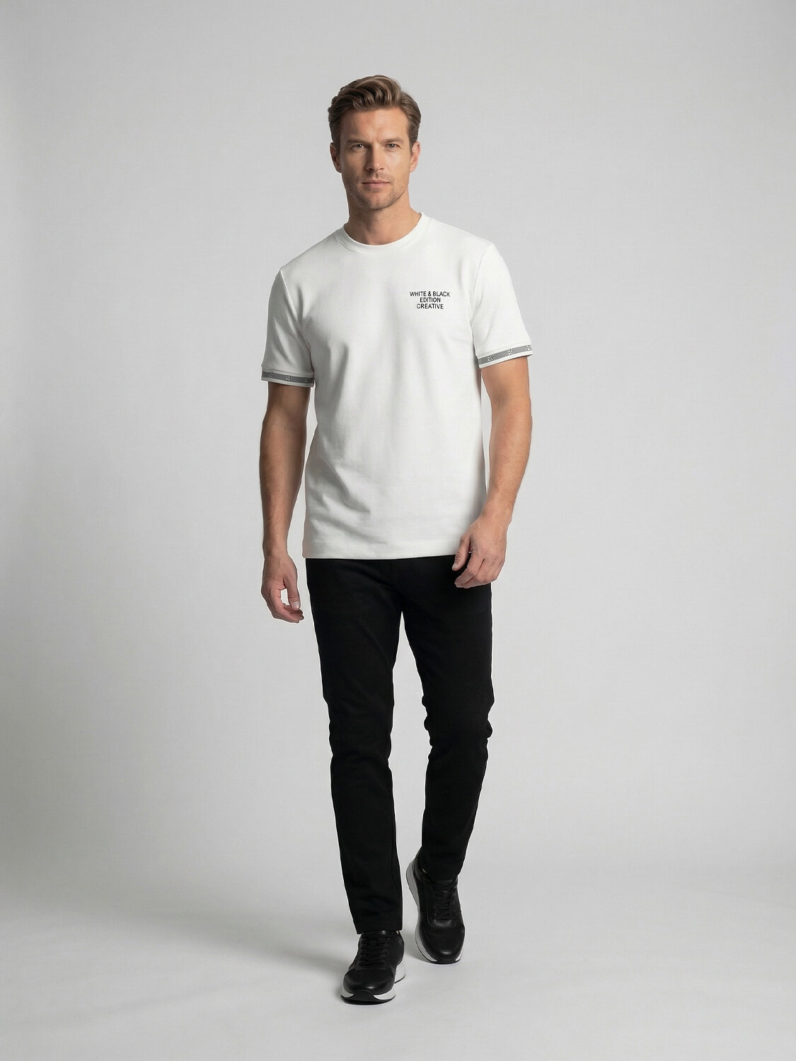 Beyaz Pamuk Dokulu Regular Fit Tişört - 2