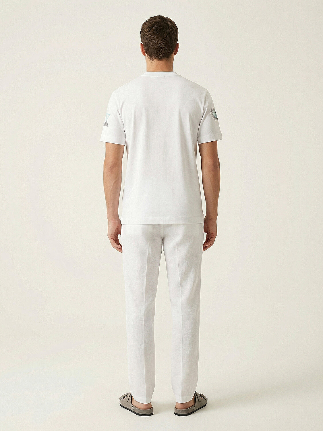 Beyaz Pamuk Dokulu Regular Fit Tişört - 3