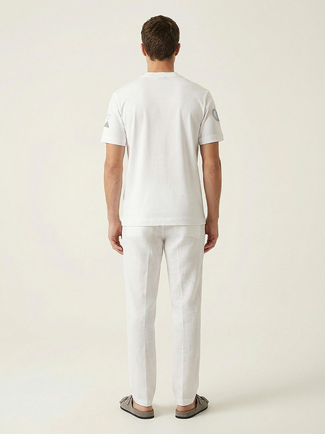 Beyaz Pamuk Dokulu Regular Fit Tişört - 3