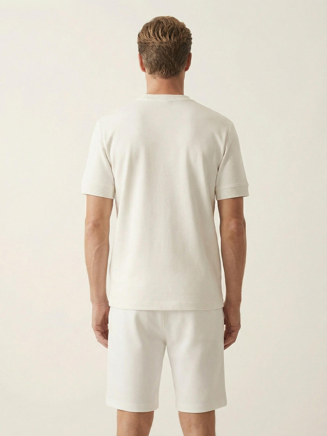 Beyaz Pamuk Dokulu Regular Fit Tişört - 4