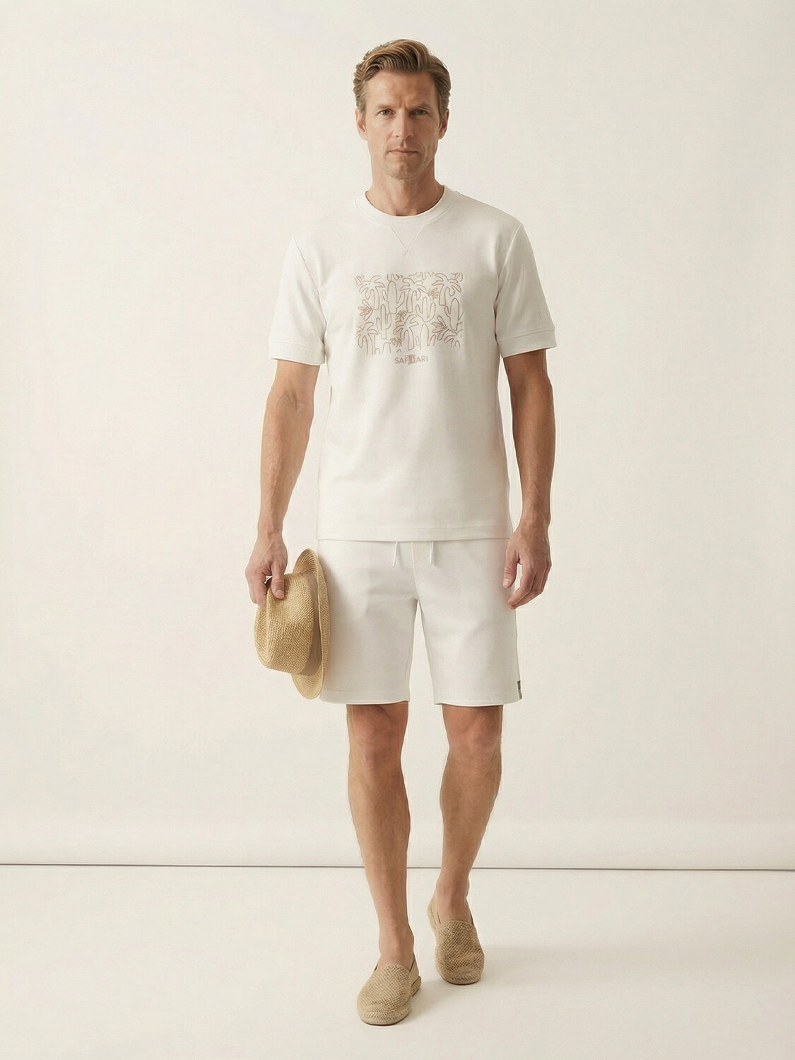 Beyaz Pamuk Dokulu Regular Fit Tişört (1)