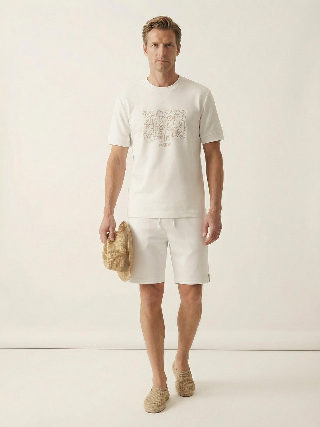 Beyaz Pamuk Dokulu Regular Fit Tişört - 2