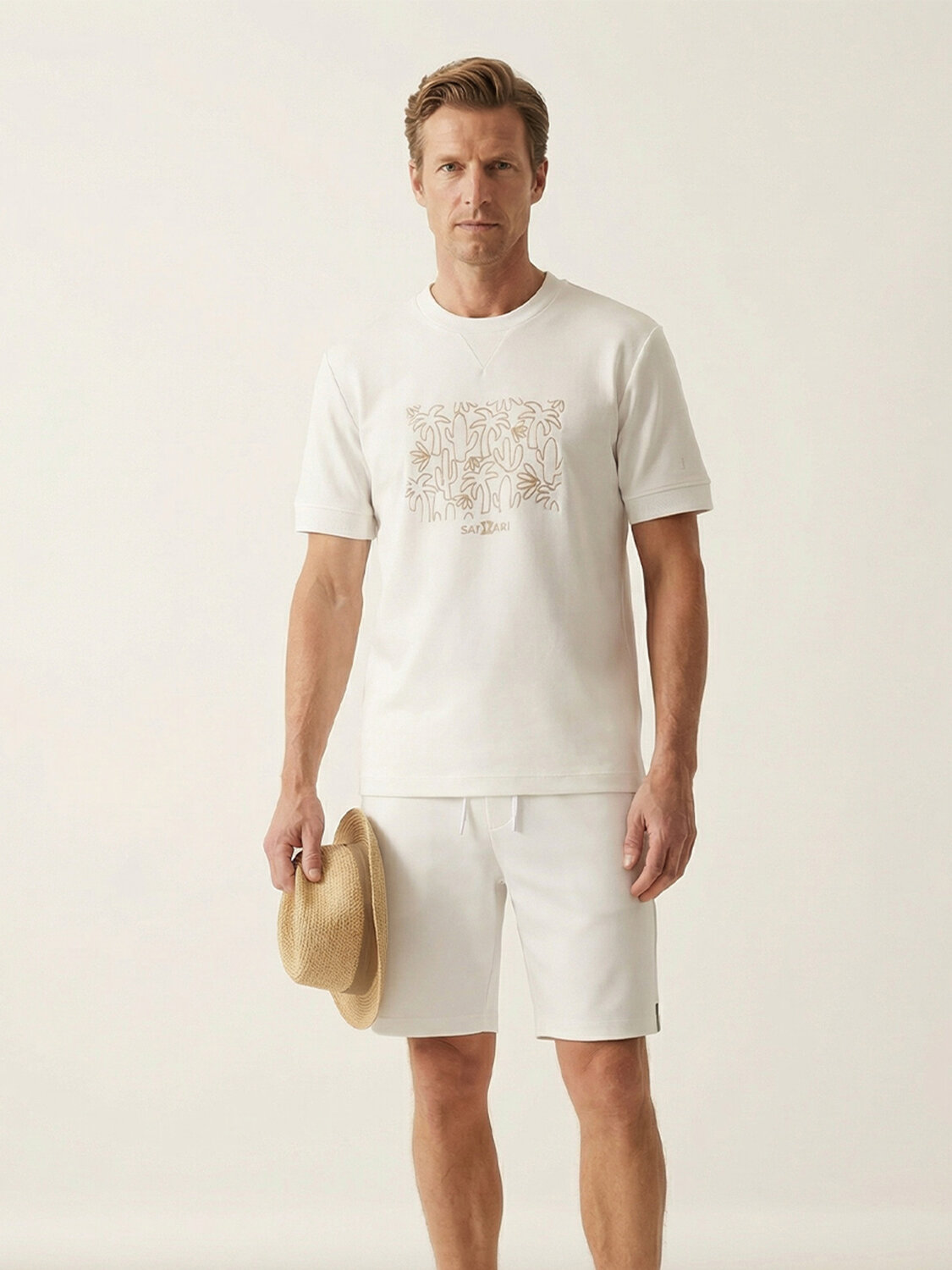 Beyaz Pamuk Dokulu Regular Fit Tişört