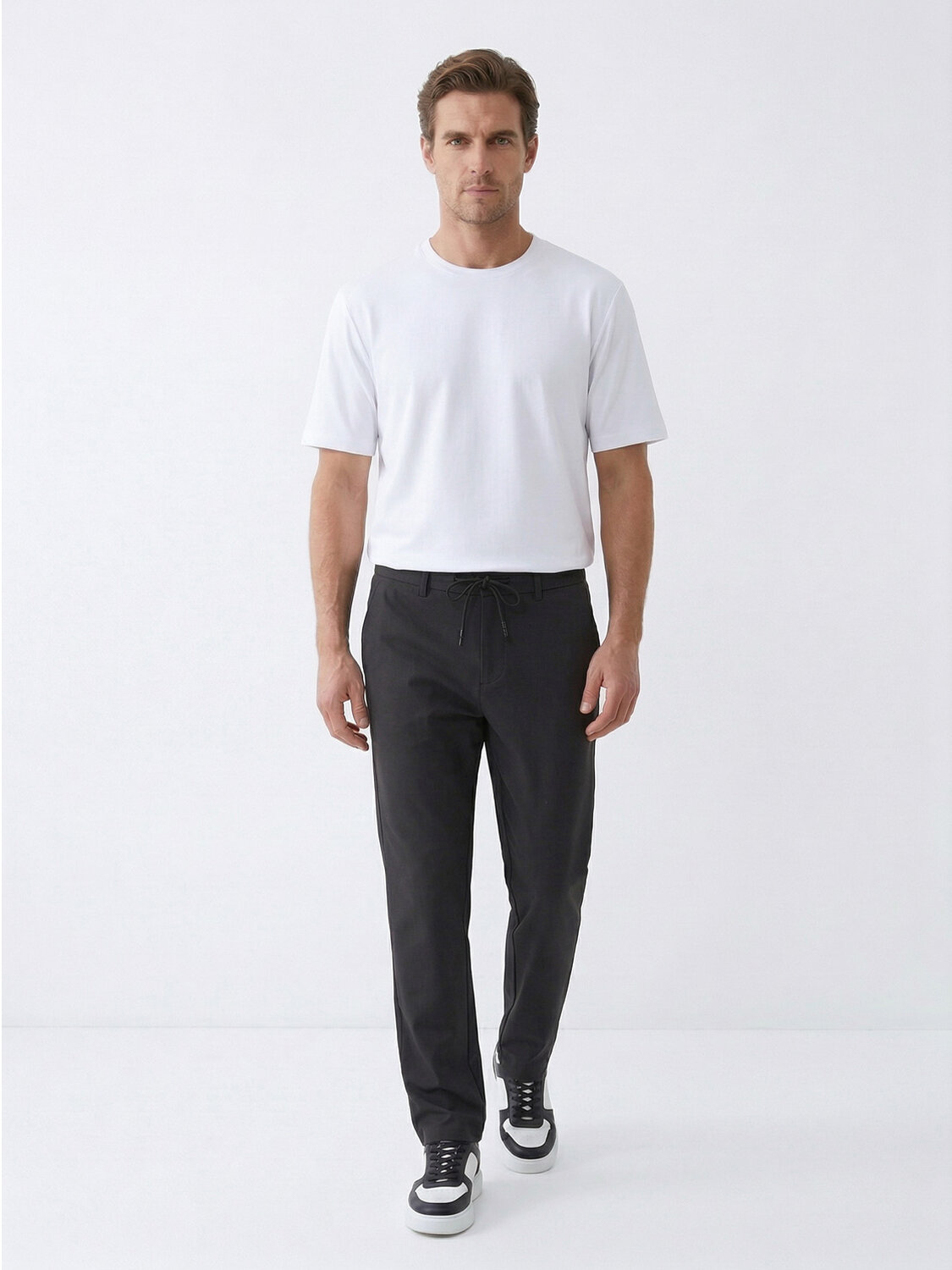 Beyaz Pamuk Dokulu Slim Fit Tişört - 2