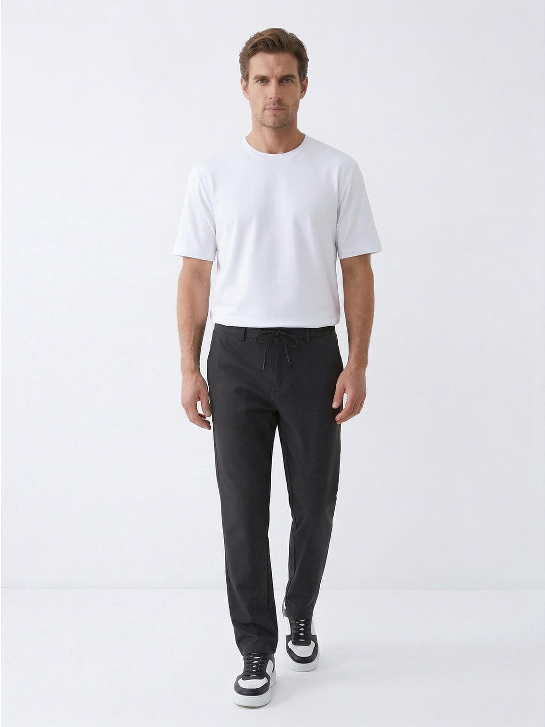 Beyaz Pamuk Dokulu Slim Fit Tişört - 2