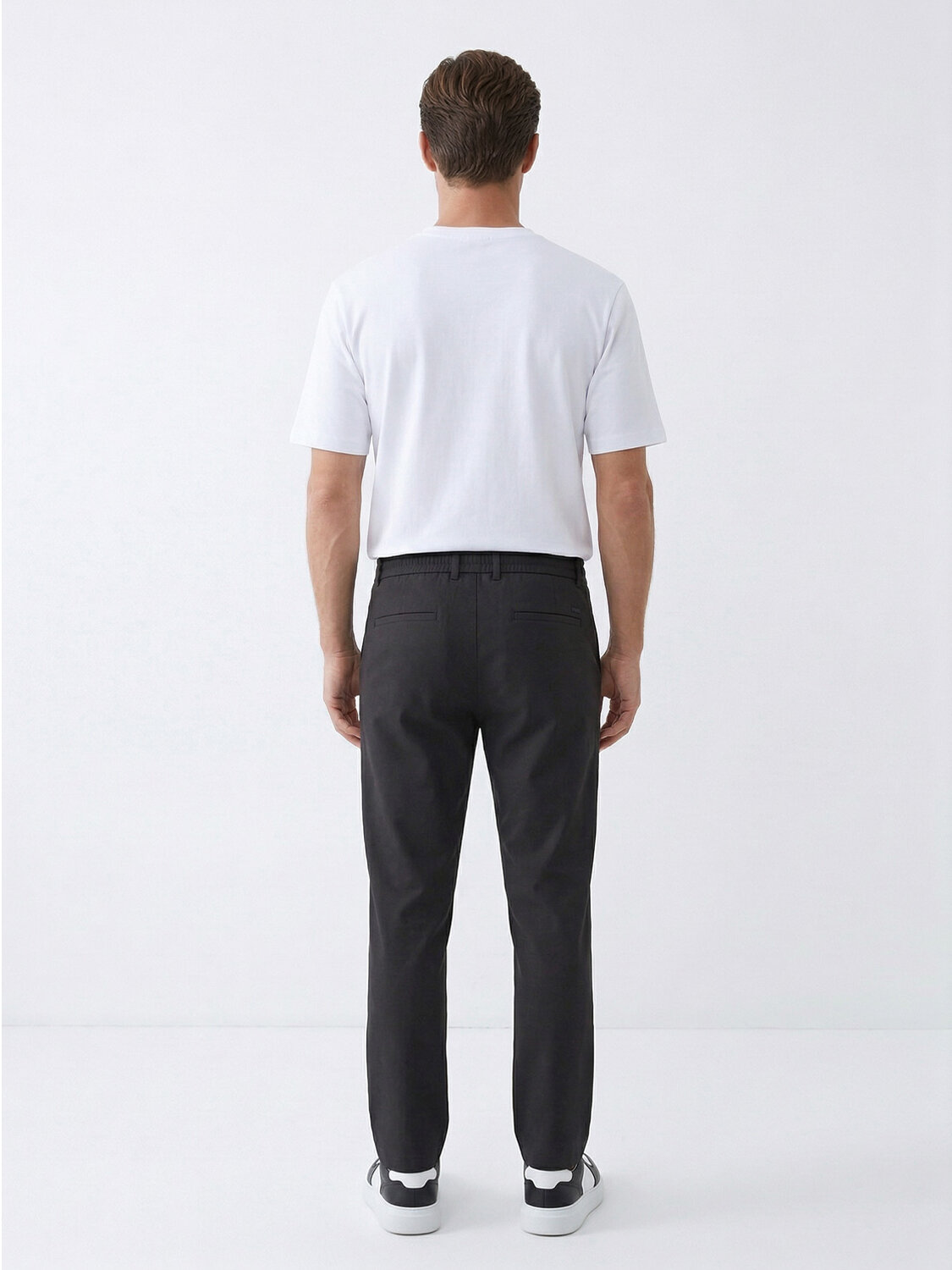 Beyaz Pamuk Dokulu Slim Fit Tişört - 4